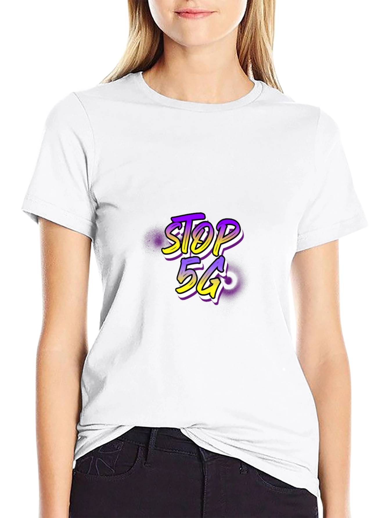 Stop 5G Black Tee - Graphic Print