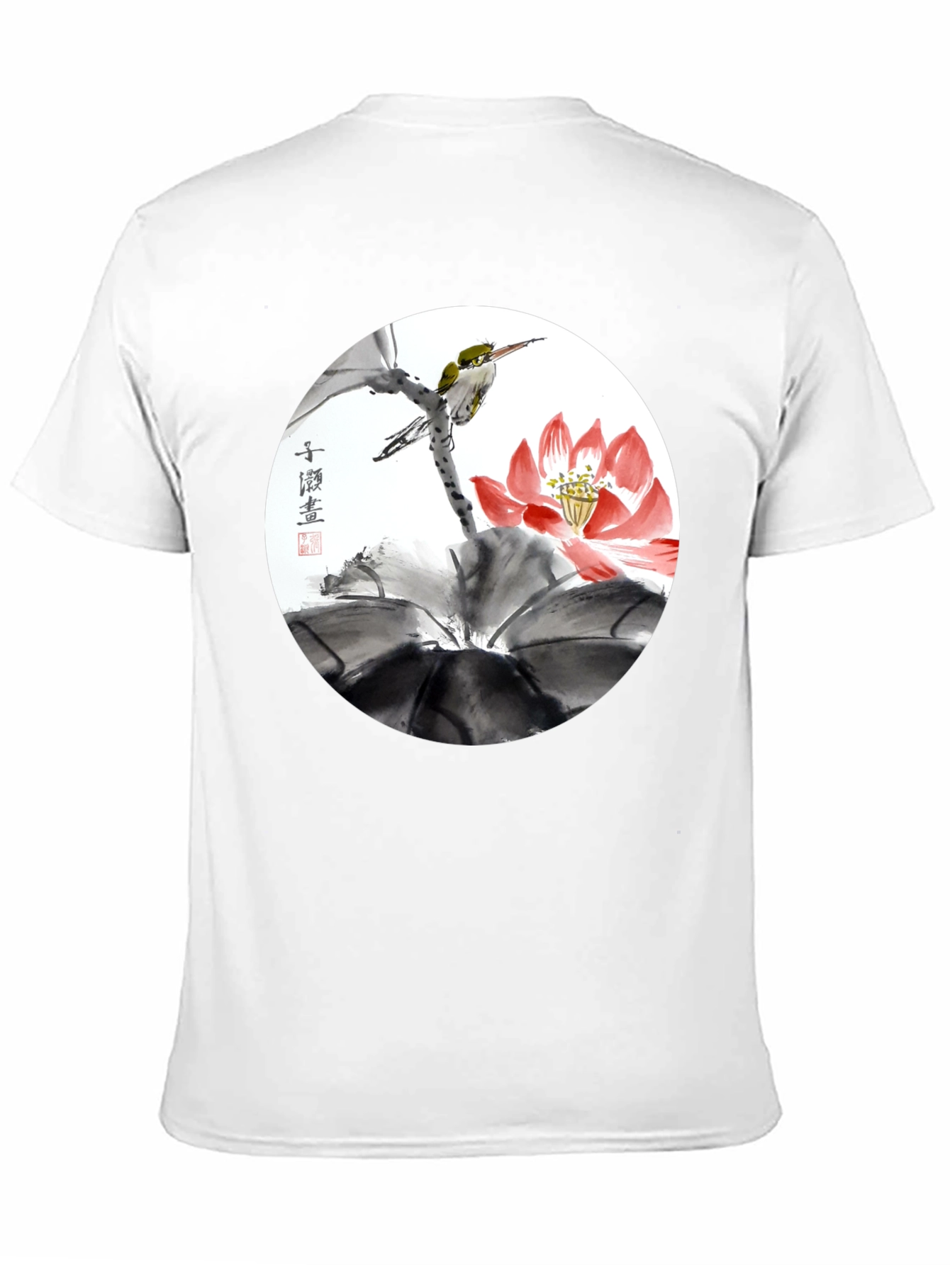 Artistic Bird & Lotus T-Shirt
