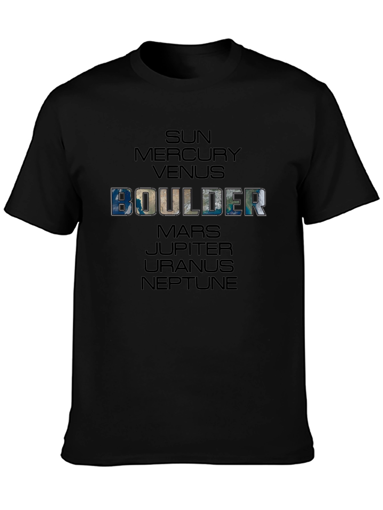 Boulder Planets Graphic Black T-Shirt