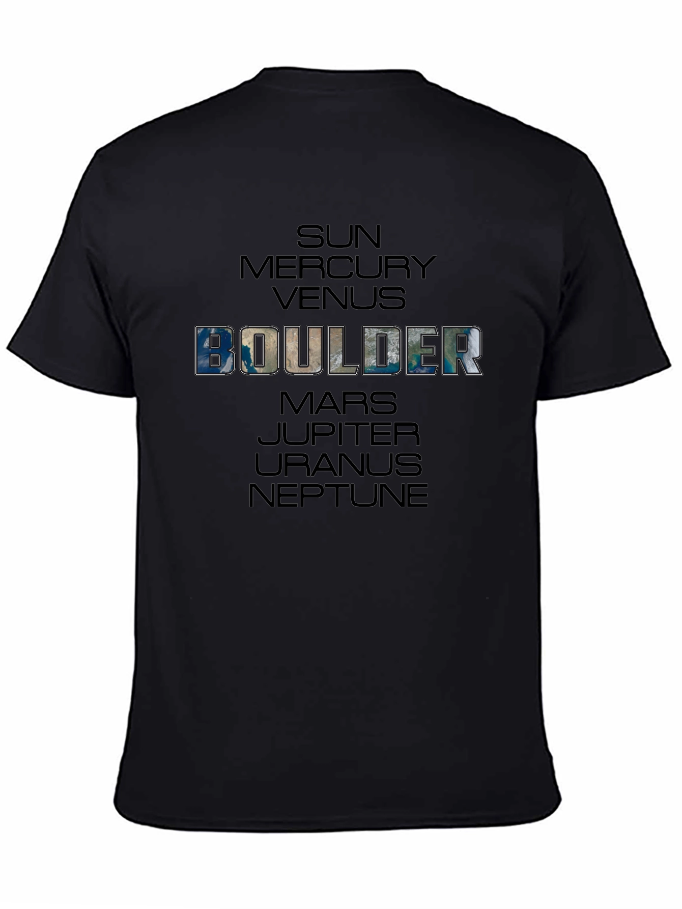 Boulder Planets Graphic Black T-Shirt