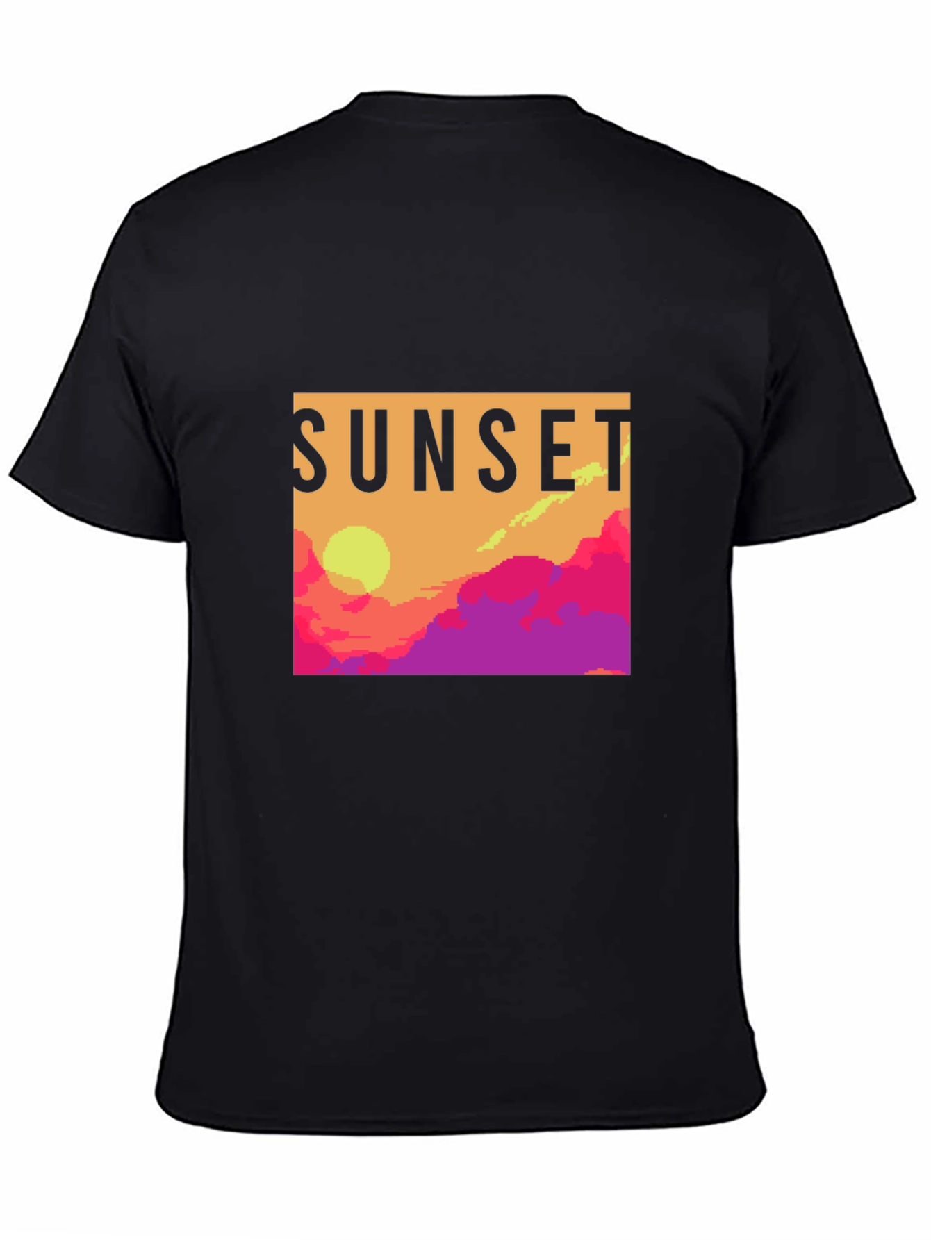 Sunset Graphic Tee - Retro Pixel Art T-Shirt