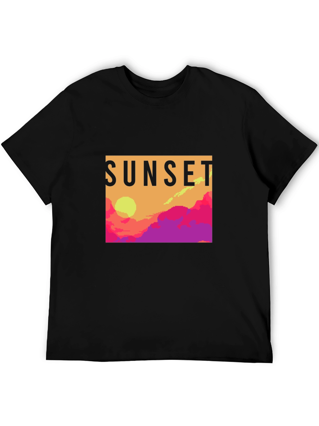 Sunset Graphic Tee - Retro Pixel Art T-Shirt