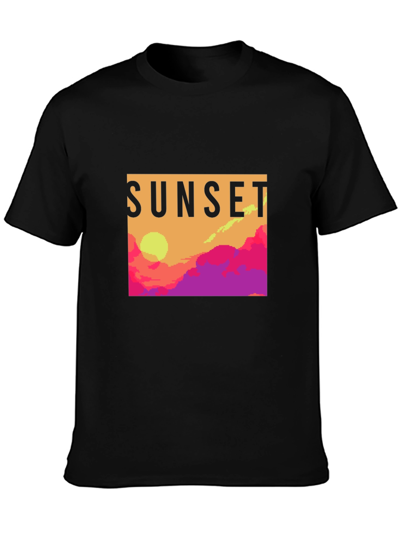 Sunset Graphic Tee - Retro Pixel Art T-Shirt