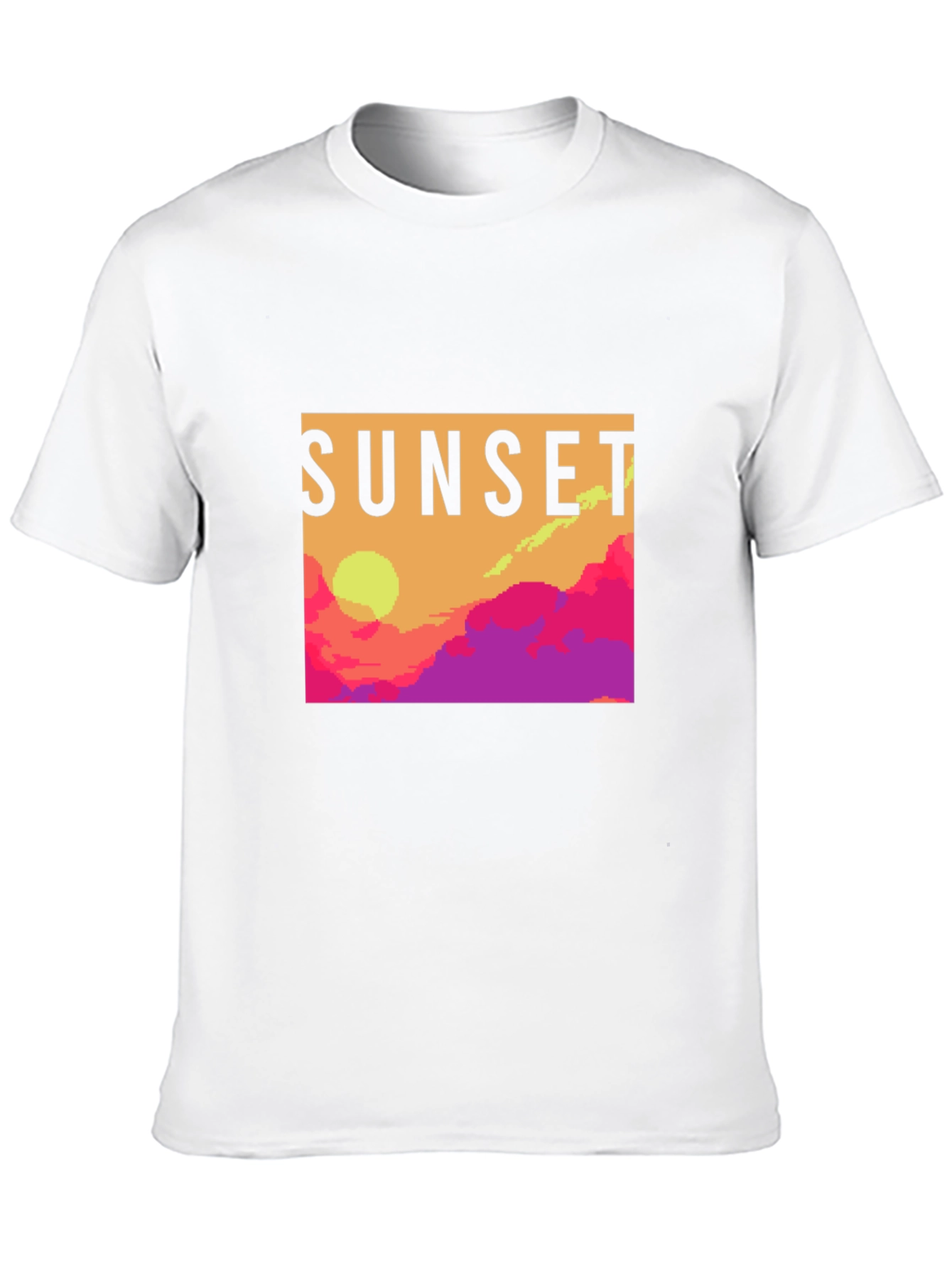 Sunset Graphic Tee - Retro Pixel Art T-Shirt