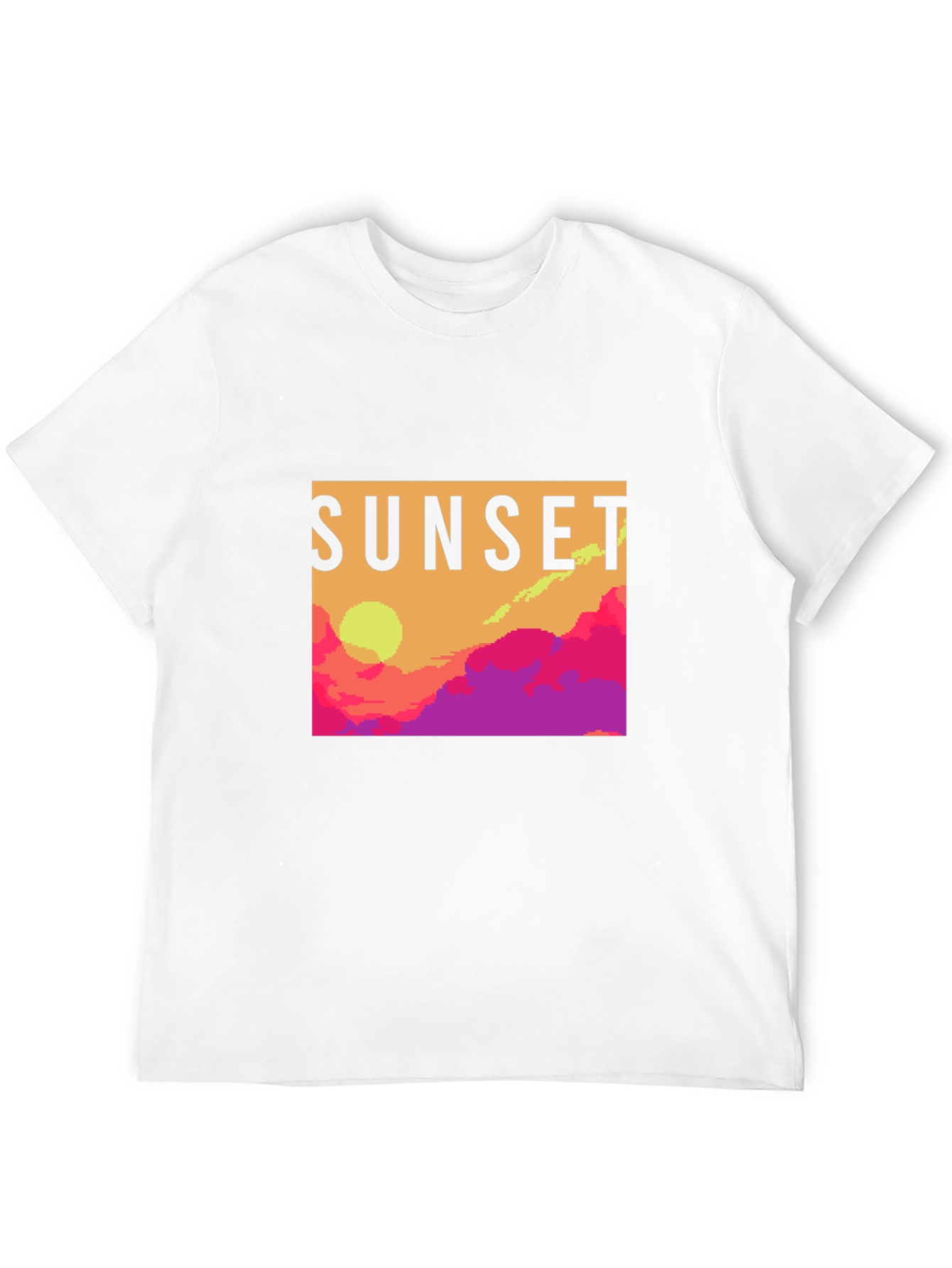 Sunset Graphic Tee - Retro Pixel Art T-Shirt