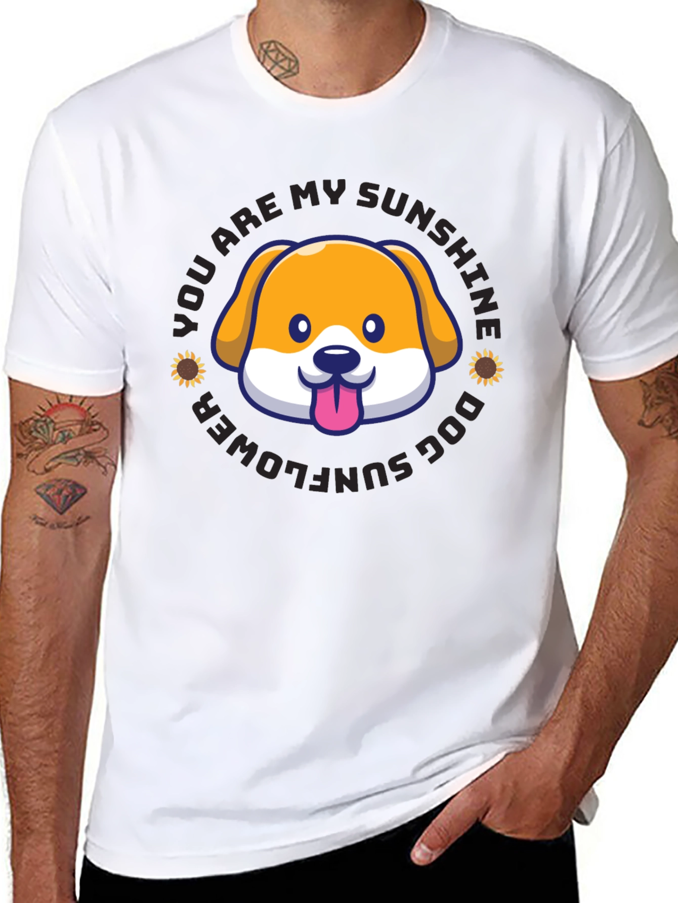Sunshine Dog Sunflower Graphic T-Shirt