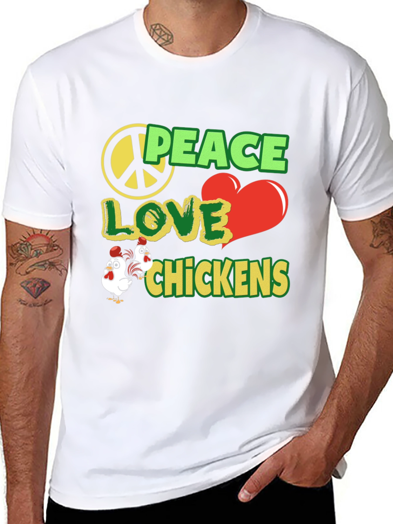 Peace Love Chickens Black Graphic Tee