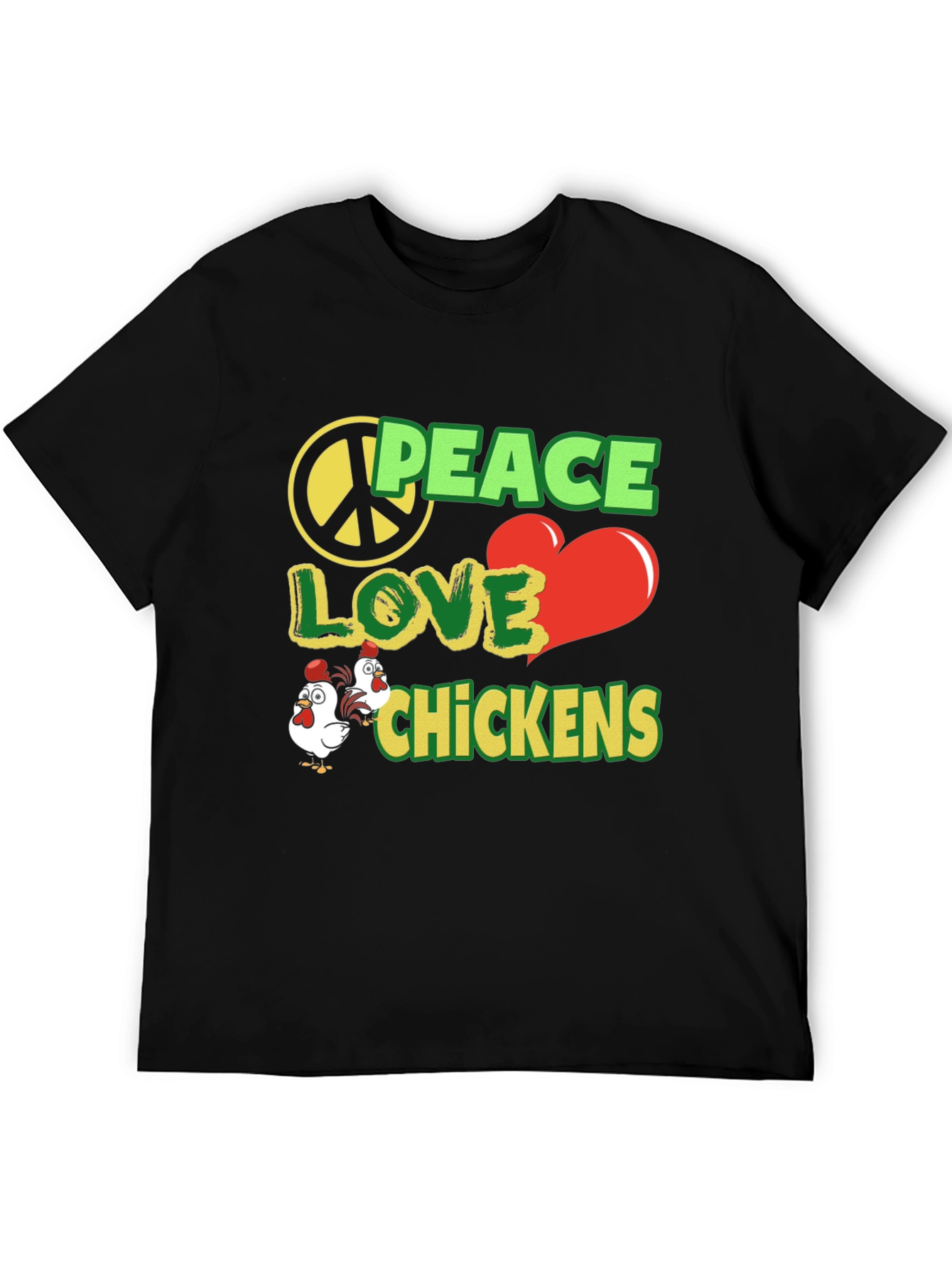 Peace Love Chickens Black Graphic Tee