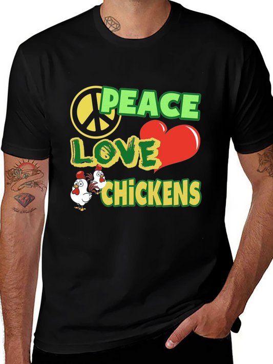 Peace Love Chickens Black Graphic Tee