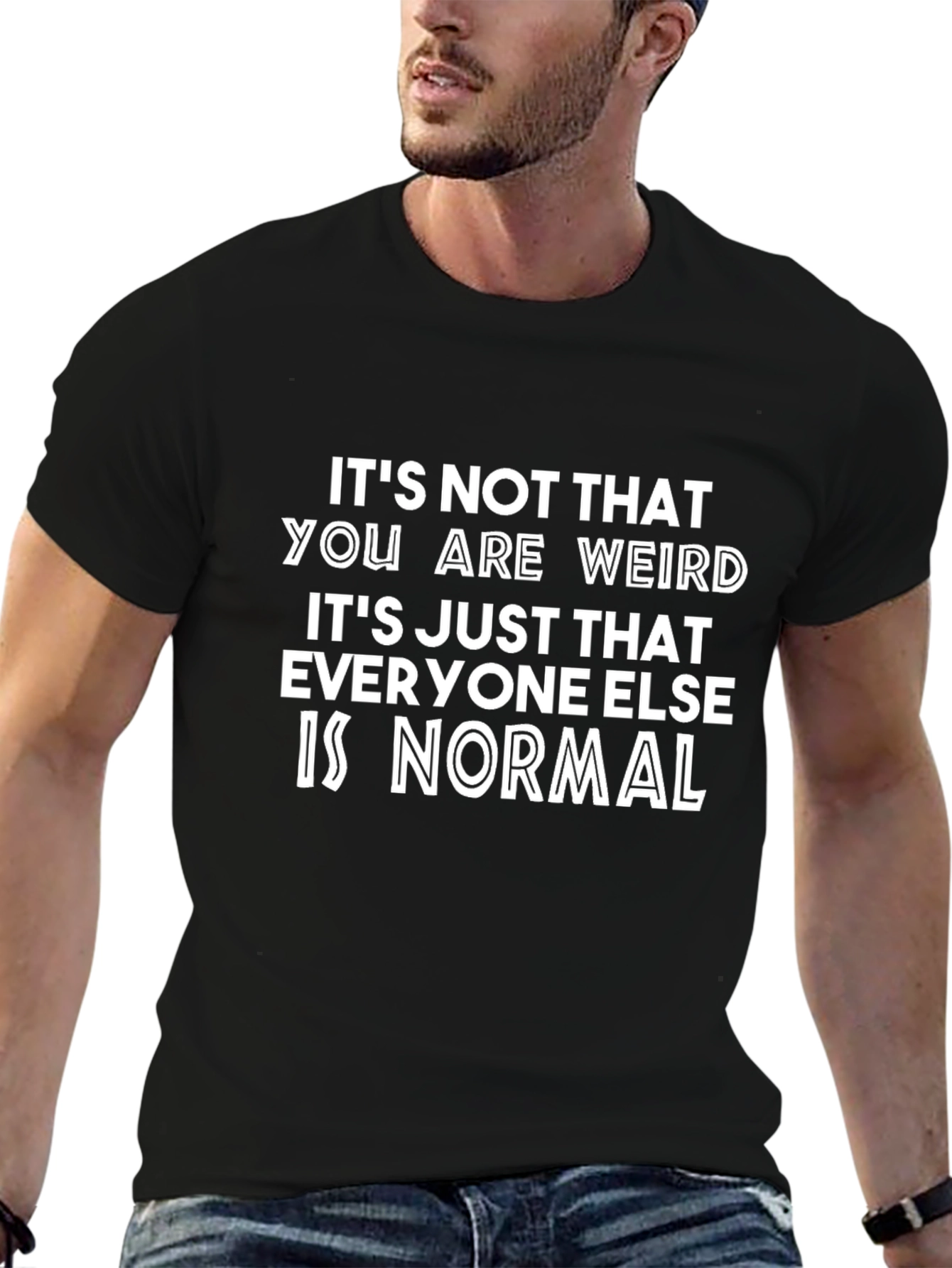 Funny Weird is Normal Black Graphic T-Shirt
