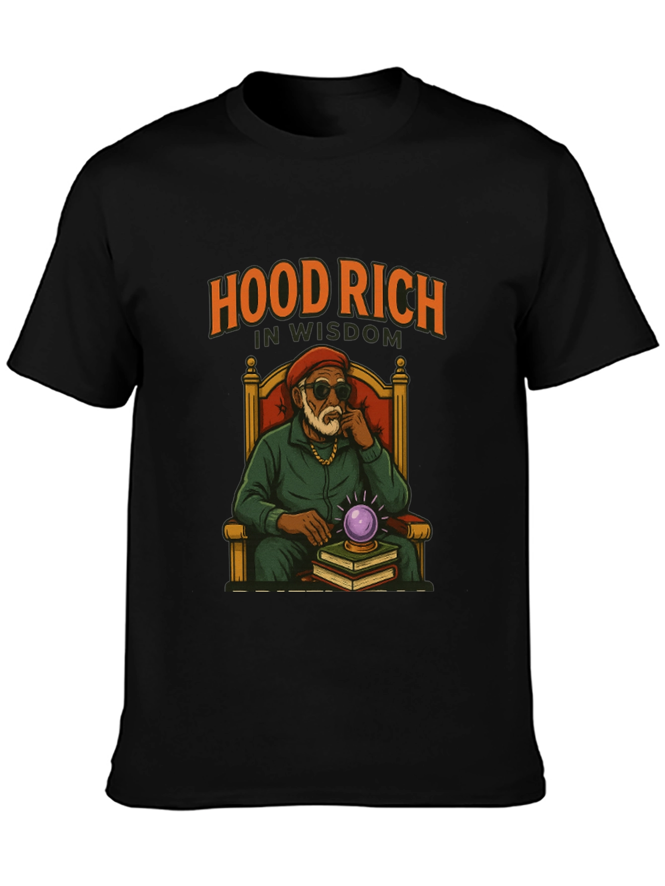 Hood Rich in Wisdom Black Graphic T-Shirt