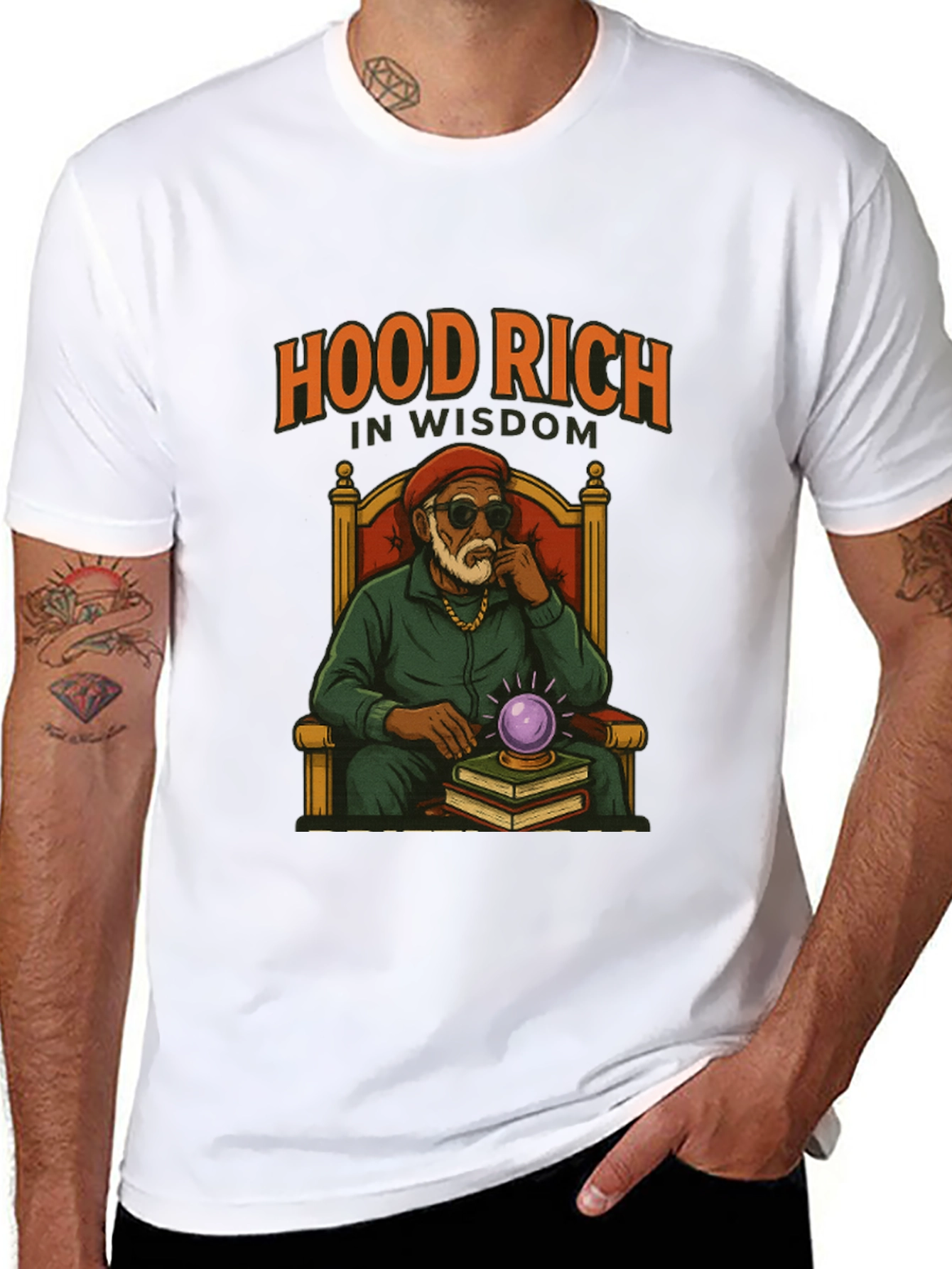 Hood Rich in Wisdom Black Graphic T-Shirt