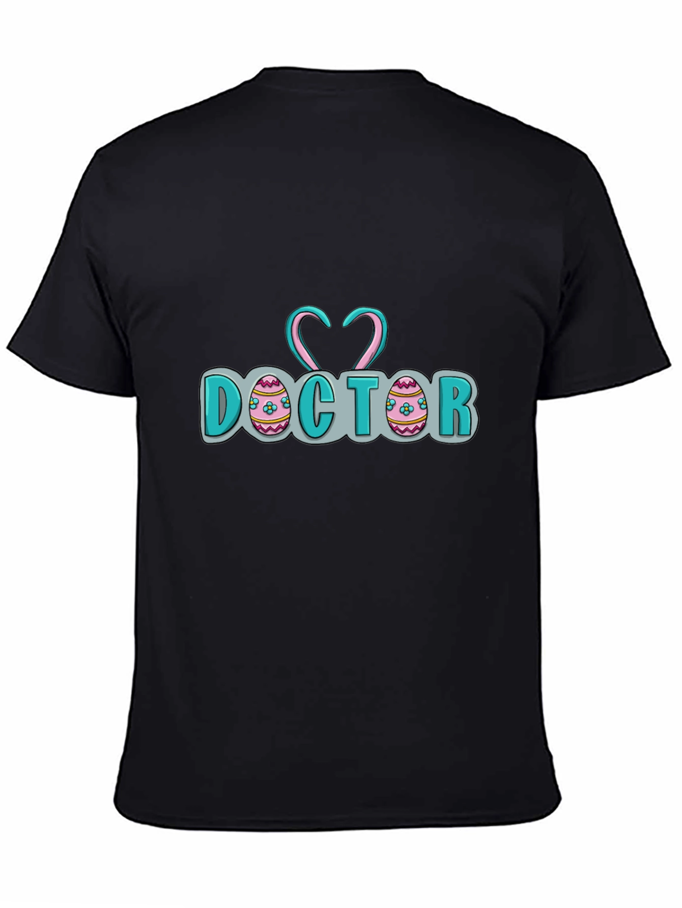 Doctor Easter Egg Heart Stethoscope Black T-Shirt