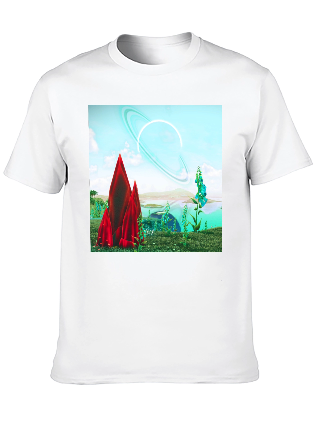 Sci-Fi Landscape Graphic Tee - Black Cotton T-Shirt