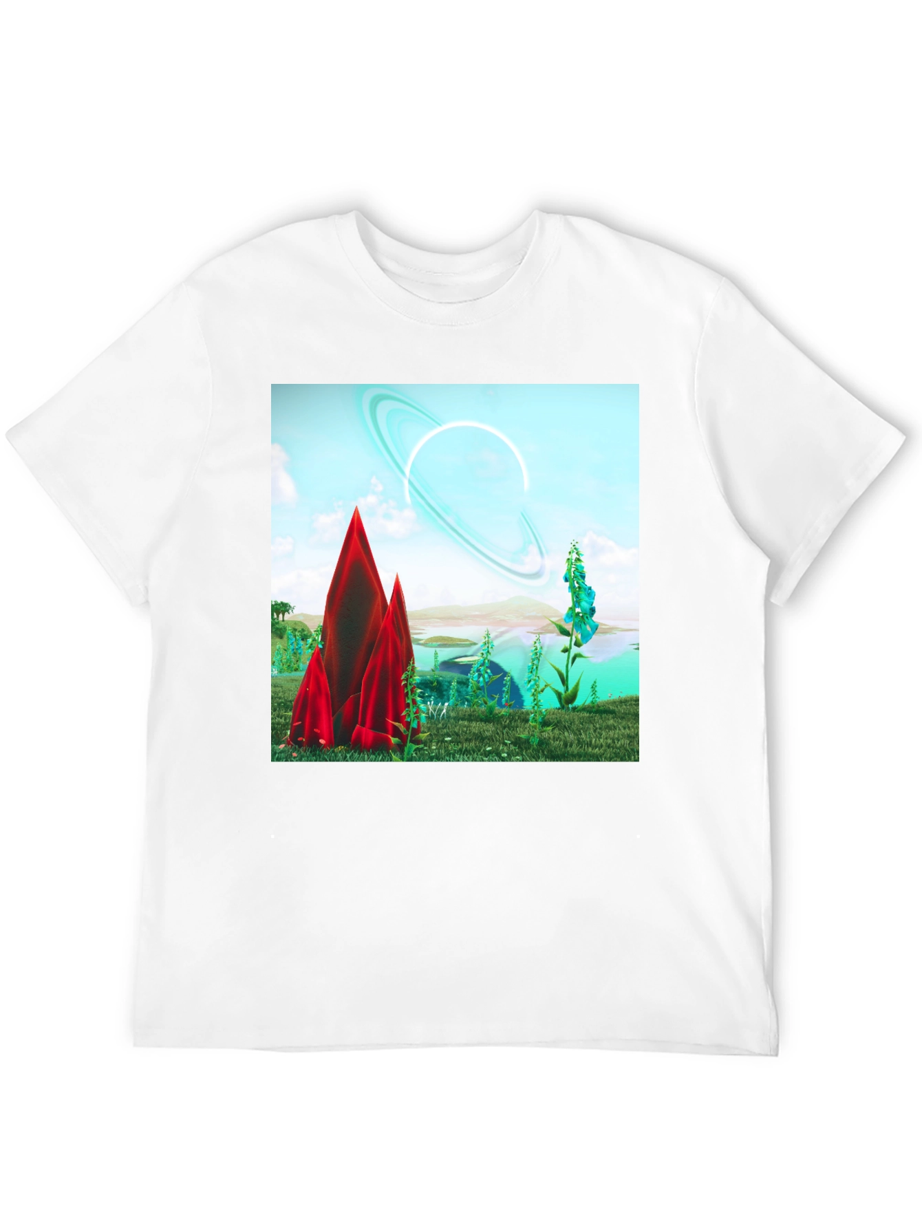 Sci-Fi Landscape Graphic Tee - Black Cotton T-Shirt