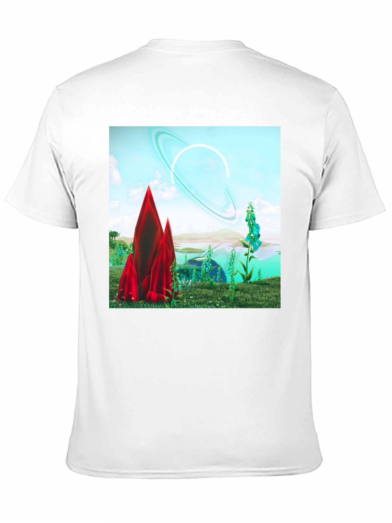 Sci-Fi Landscape Graphic Tee - Black Cotton T-Shirt