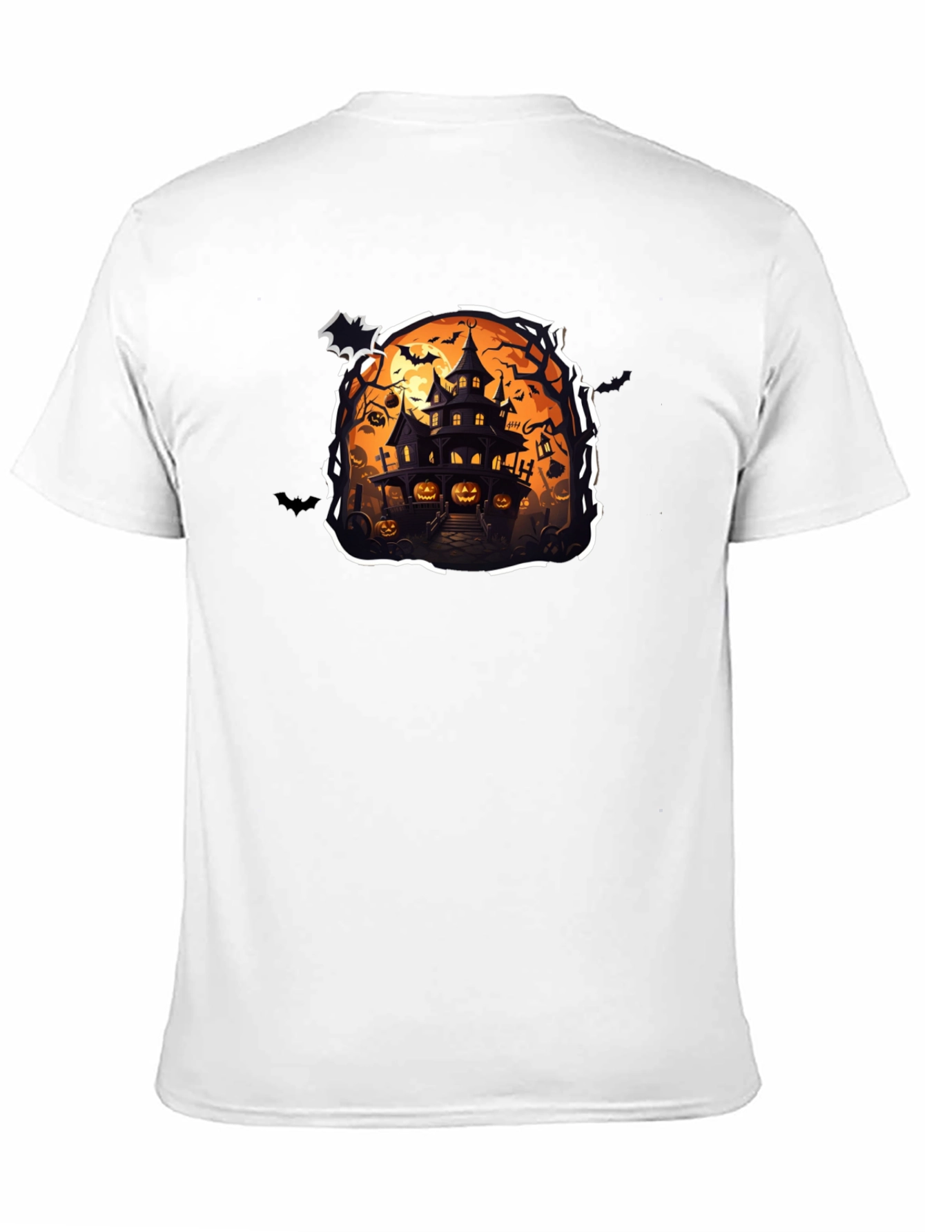 Spooky Halloween House Graphic Tee - Black