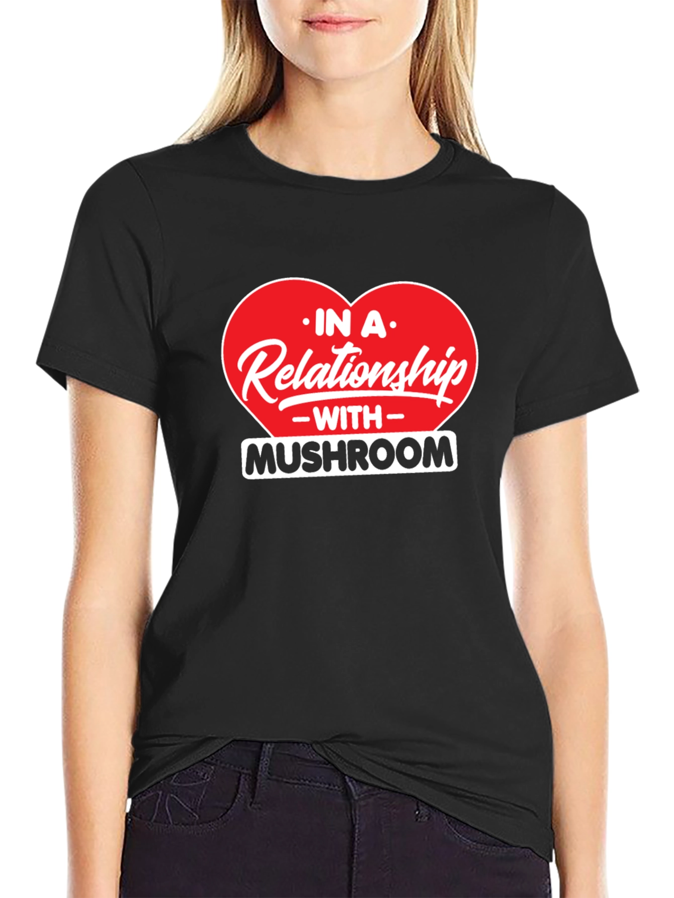 Mushroom Relationship Black T-Shirt