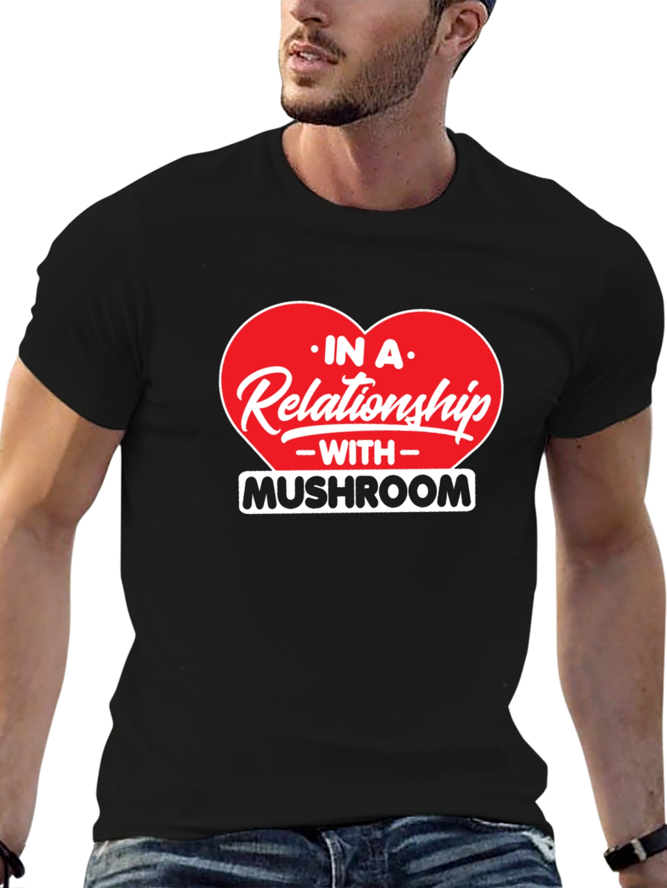 Mushroom Relationship Black T-Shirt
