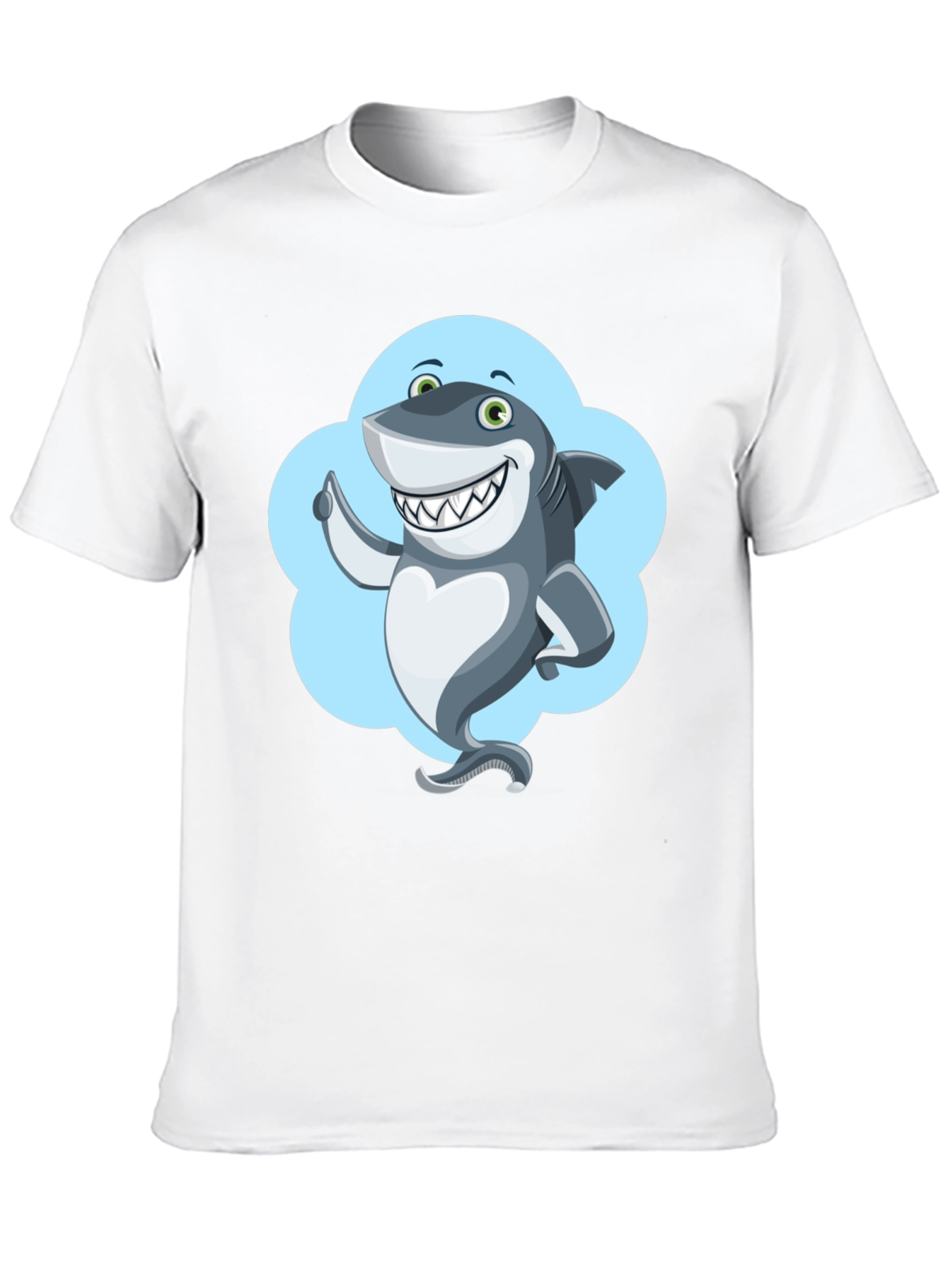 Shark Cartoon Graphic Black T-Shirt