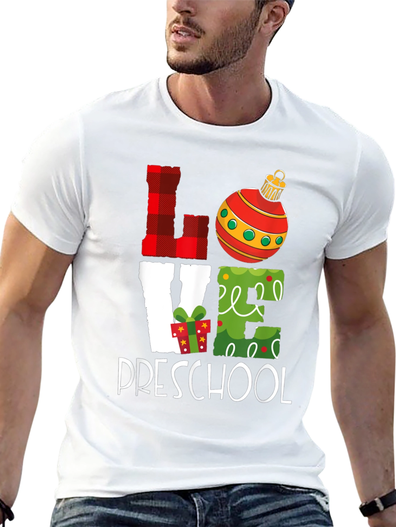 Love Preschool Christmas T-Shirt - Holiday Teacher Gift
