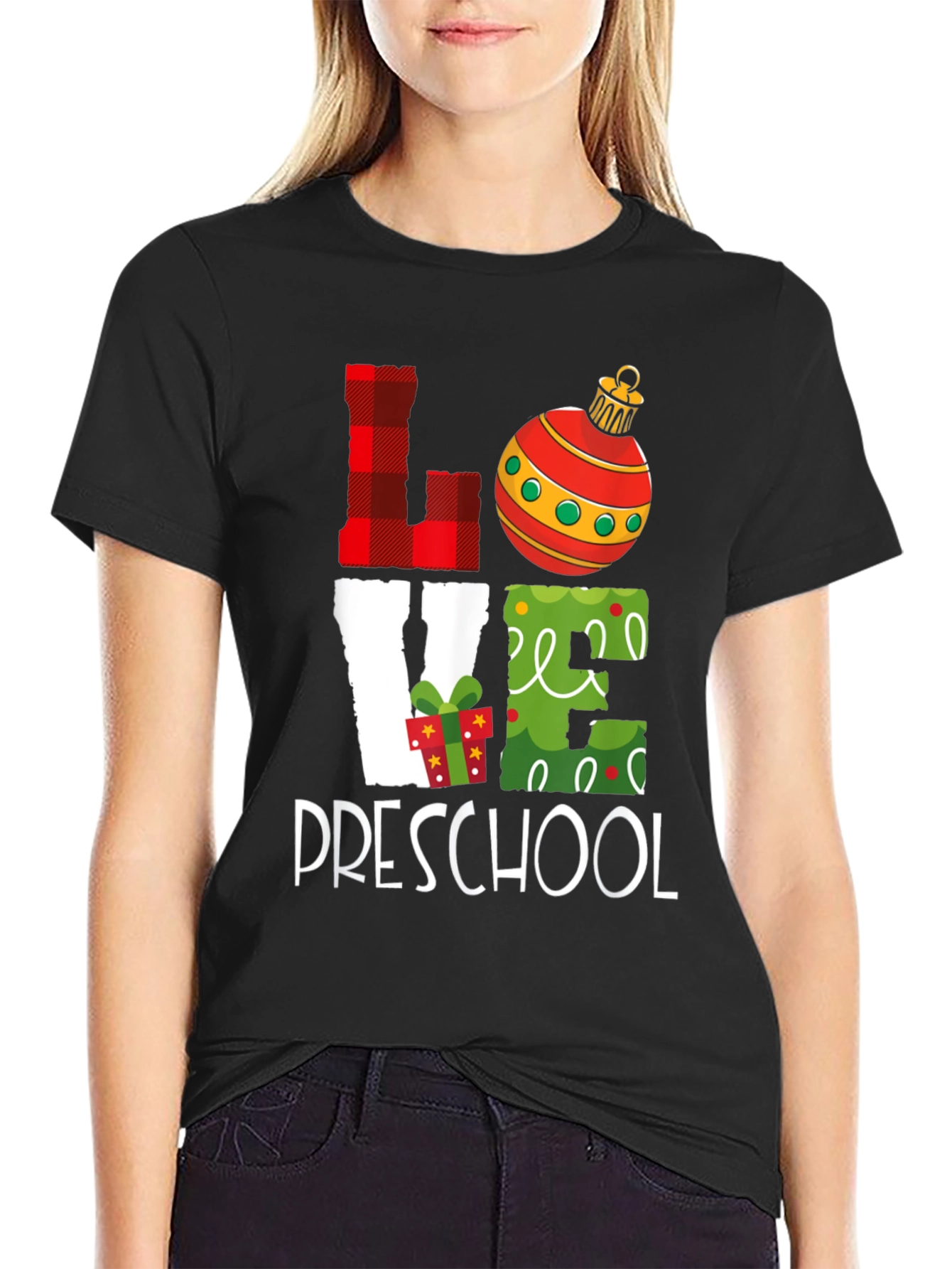 Love Preschool Christmas T-Shirt - Holiday Teacher Gift