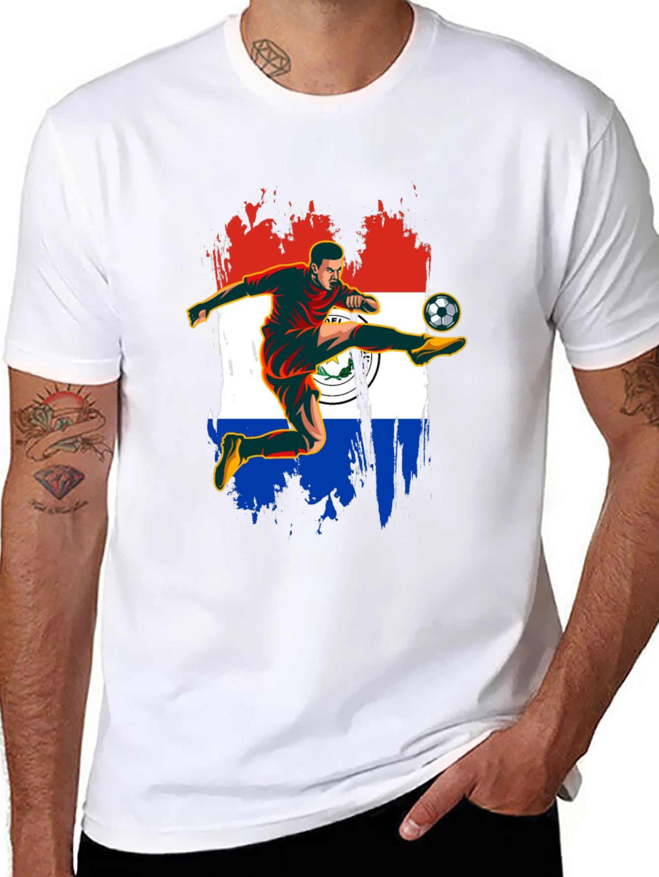 Paraguay Soccer Fan T-Shirt - Football Player Design