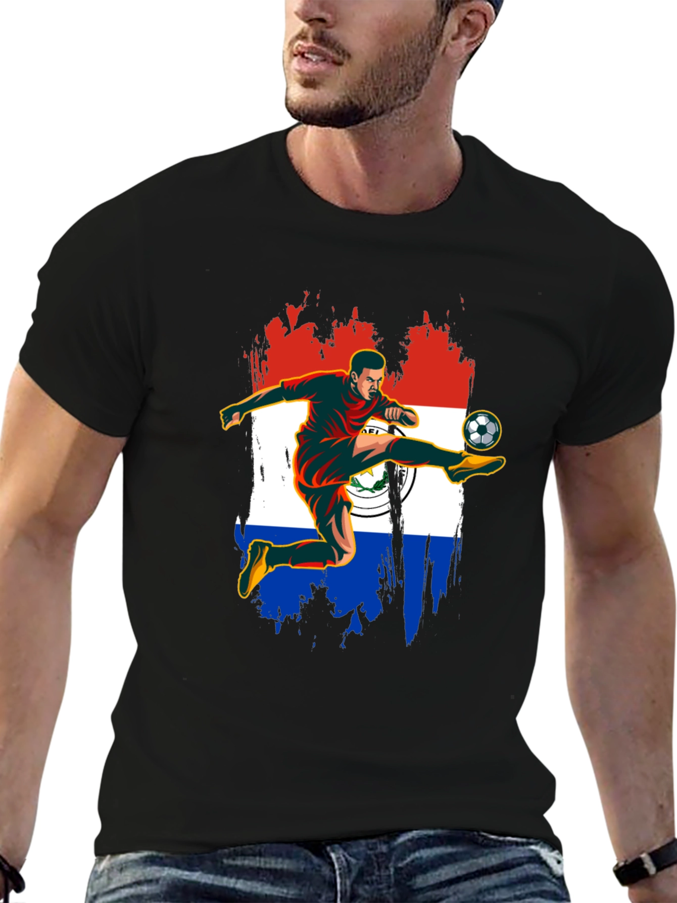 Paraguay Soccer Fan T-Shirt - Football Player Design