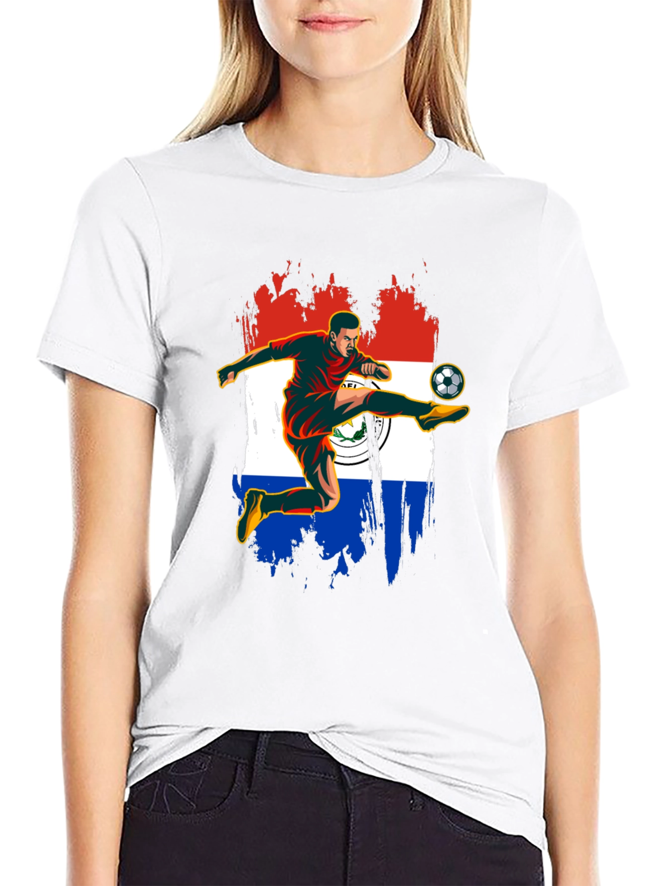 Paraguay Soccer Fan T-Shirt - Football Player Design
