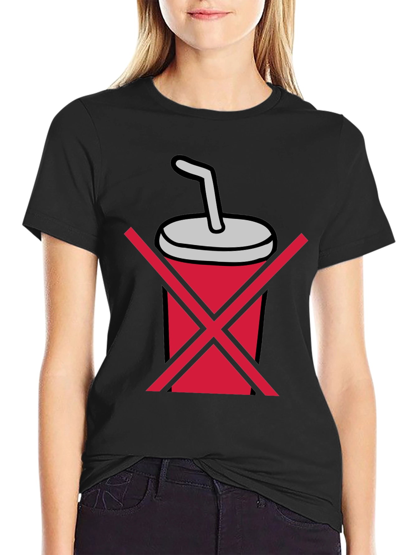 No Soda T-Shirt - Black Crew Neck Tee