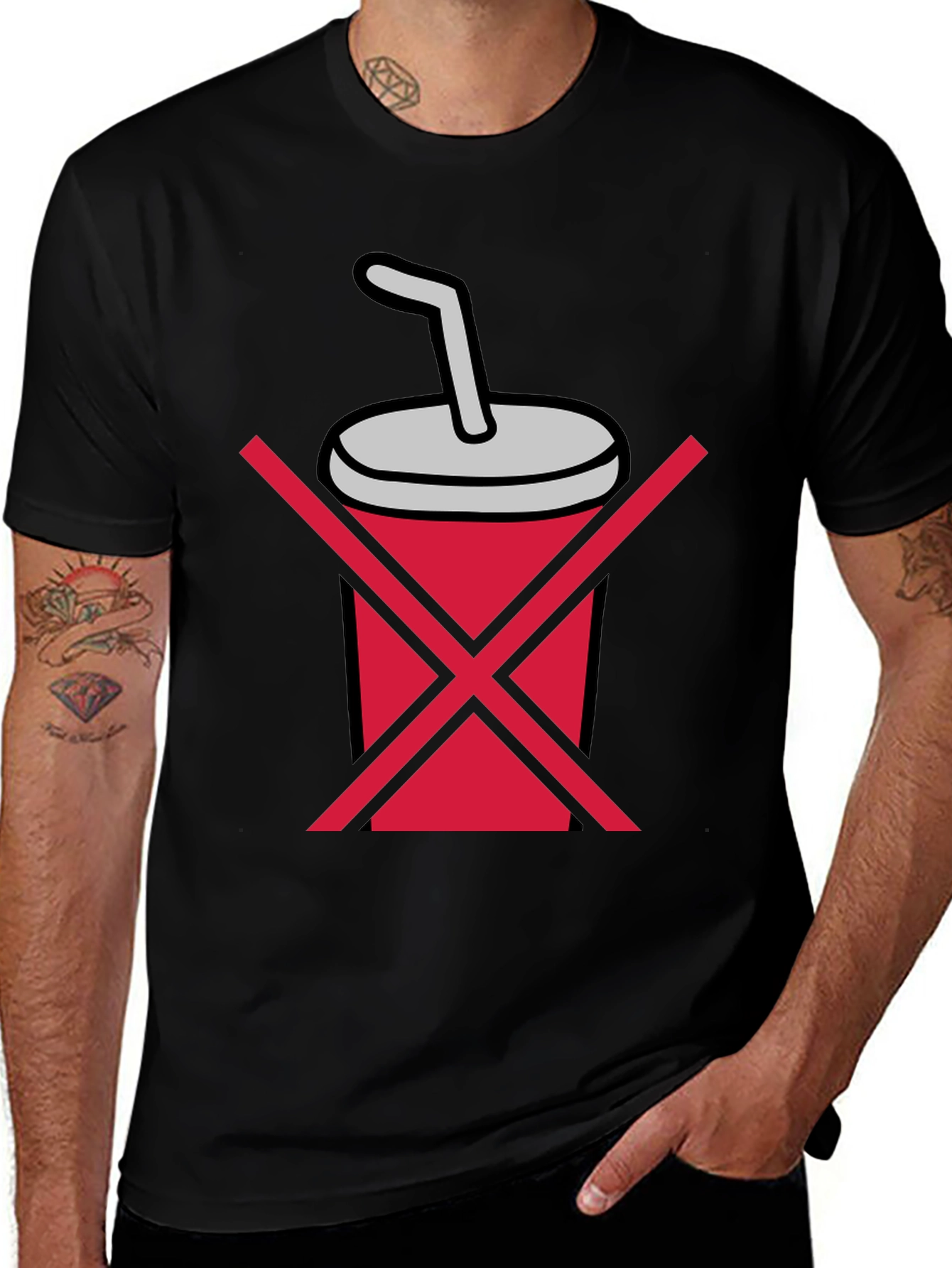 No Soda T-Shirt - Black Crew Neck Tee