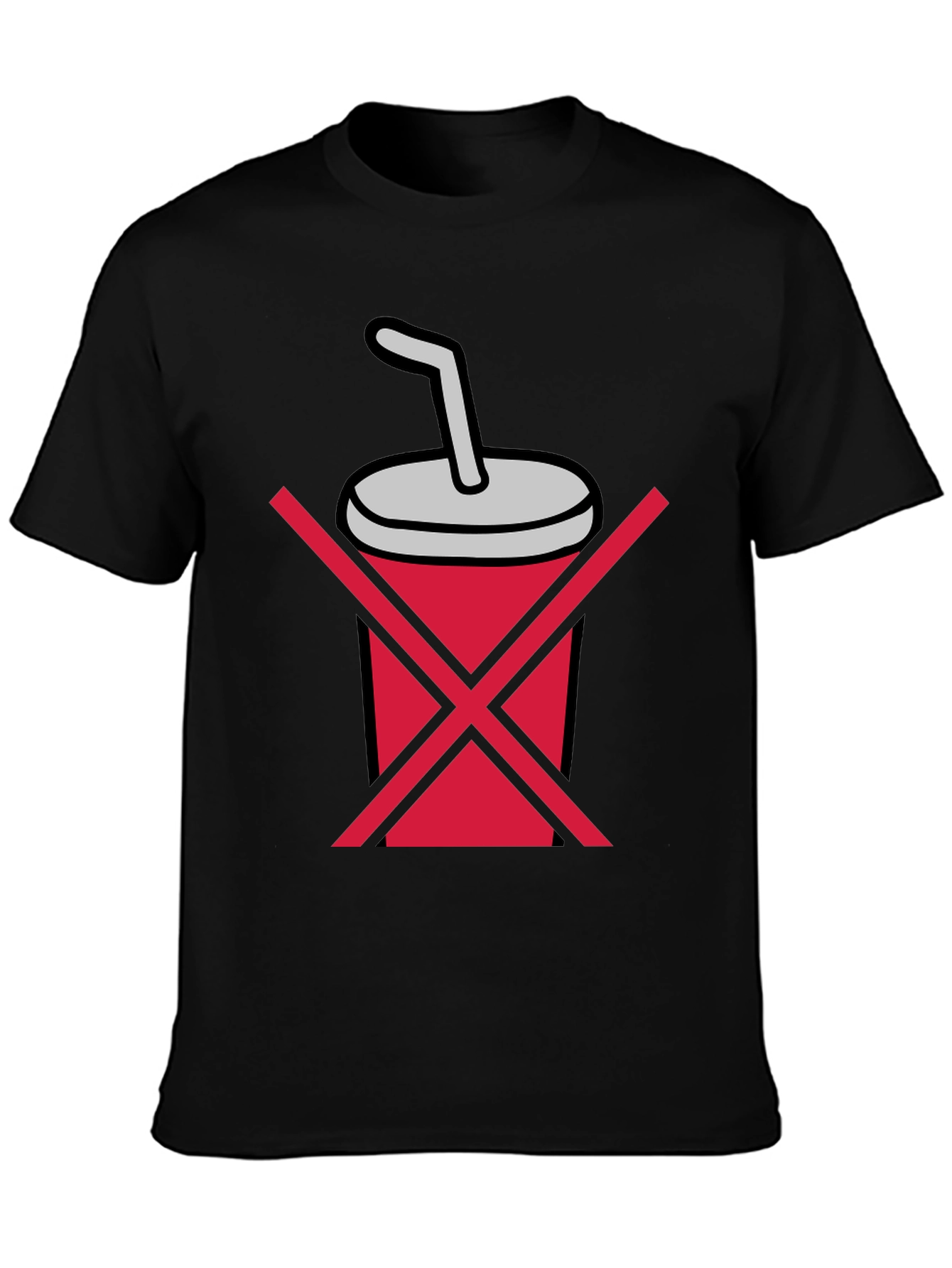 No Soda T-Shirt - Black Crew Neck Tee