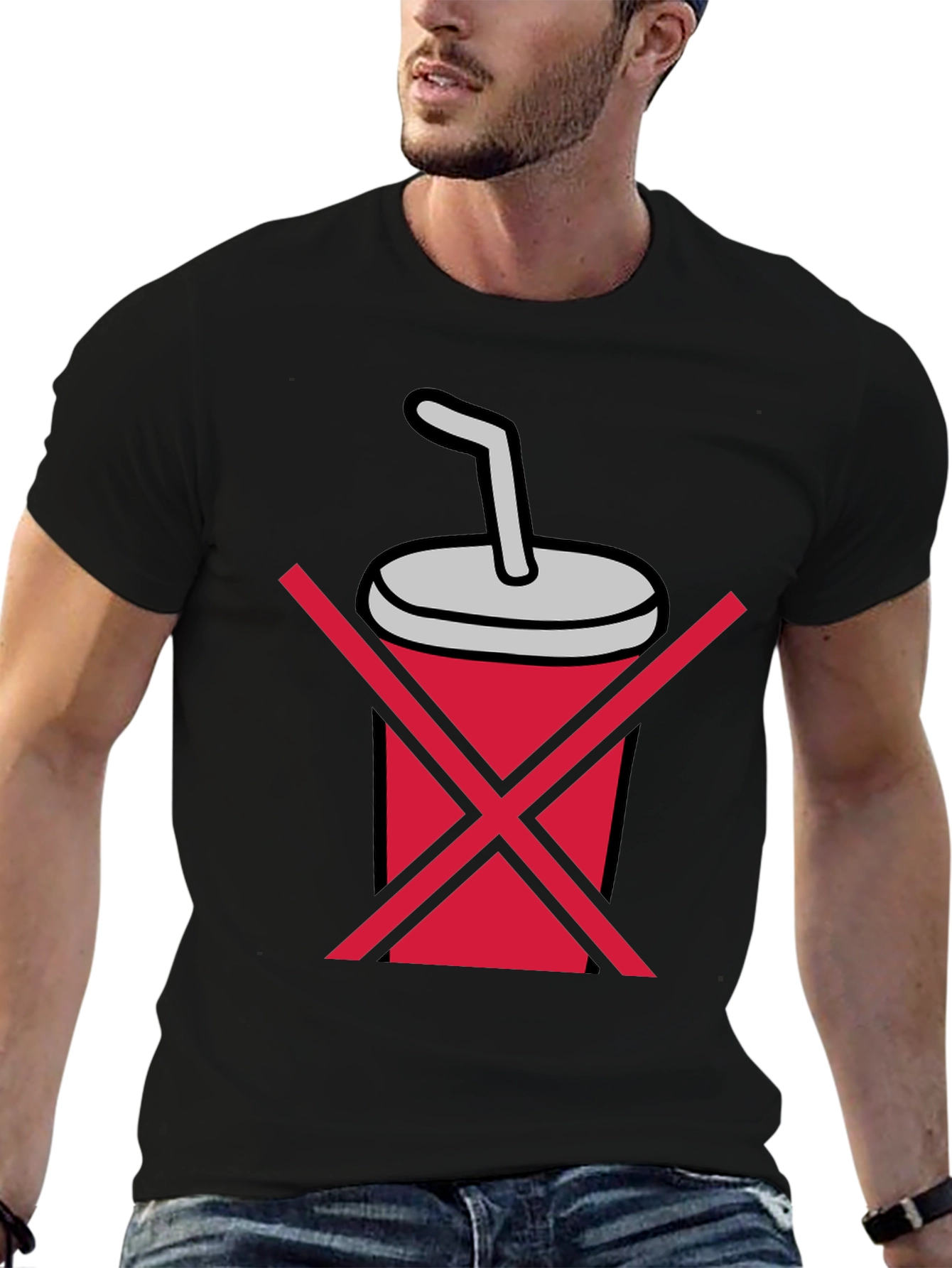 No Soda T-Shirt - Black Crew Neck Tee