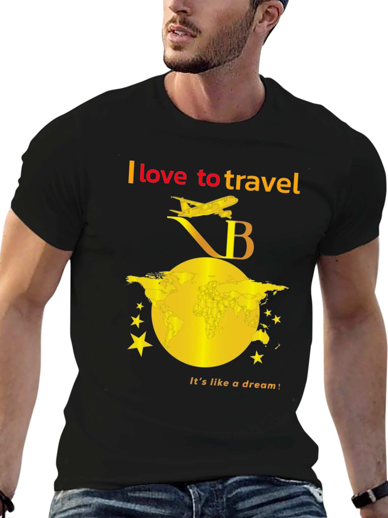 I Love To Travel Black T-Shirt
