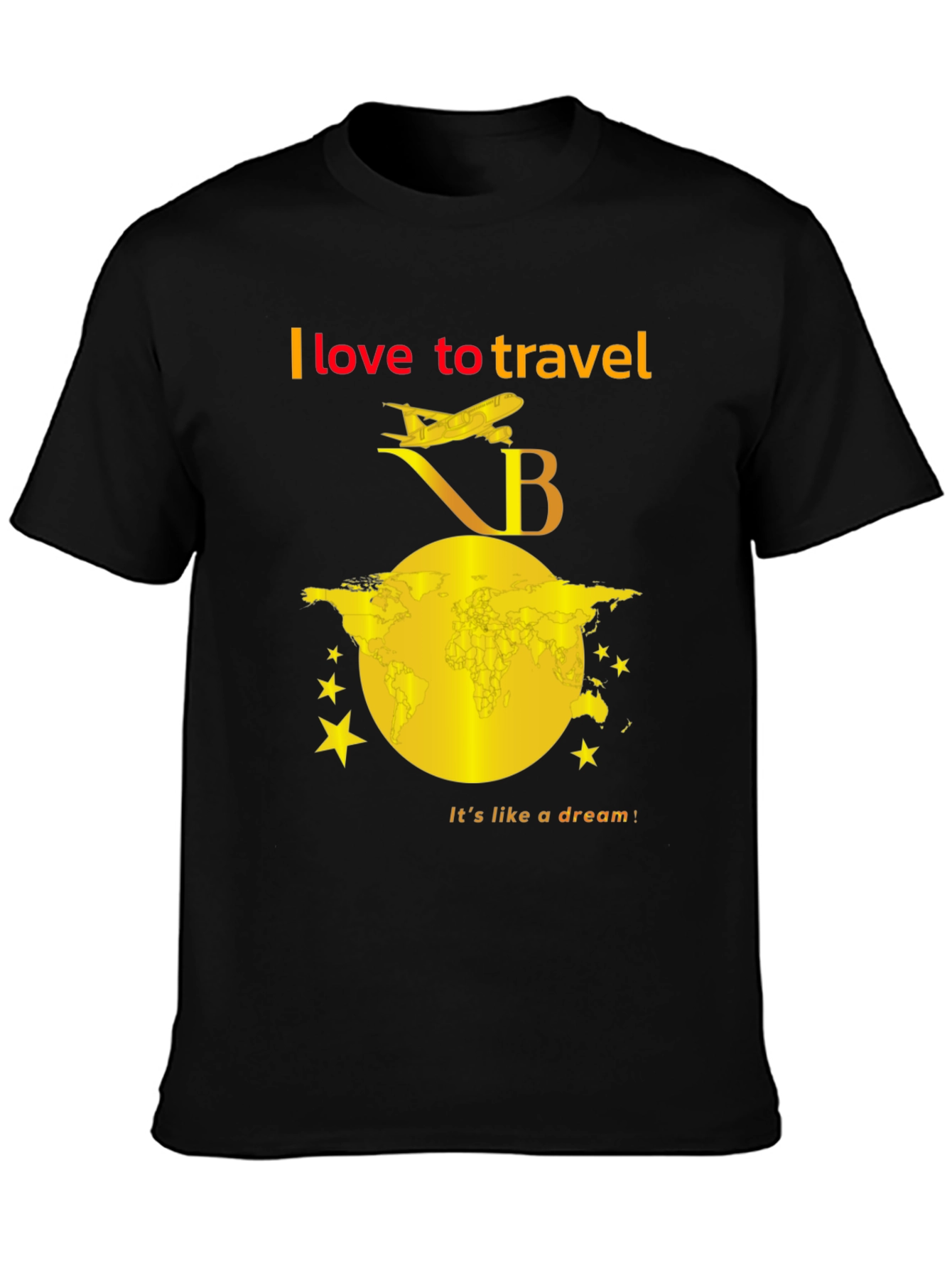 I Love To Travel Black T-Shirt