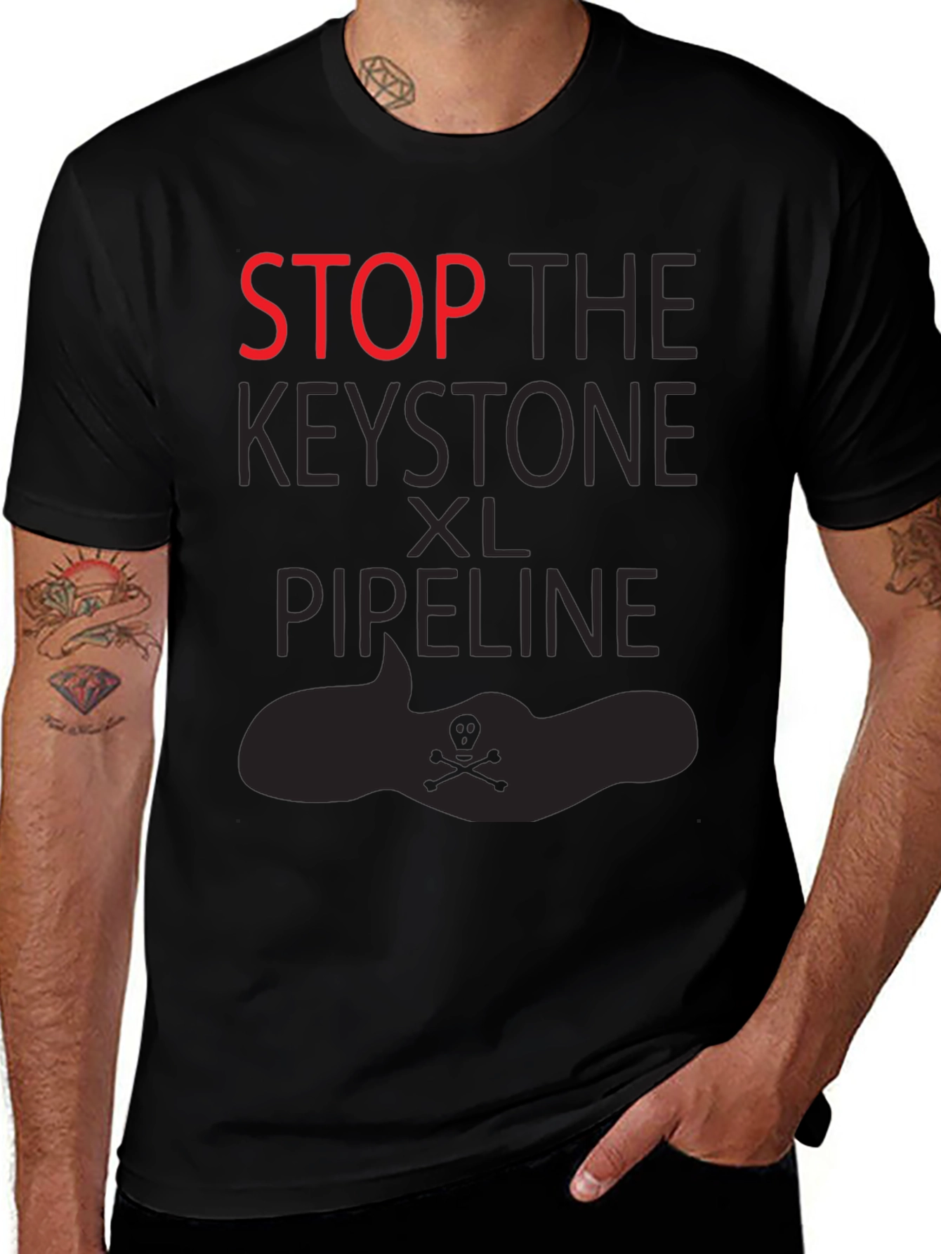 Stop the Keystone XL Pipeline Black T-Shirt