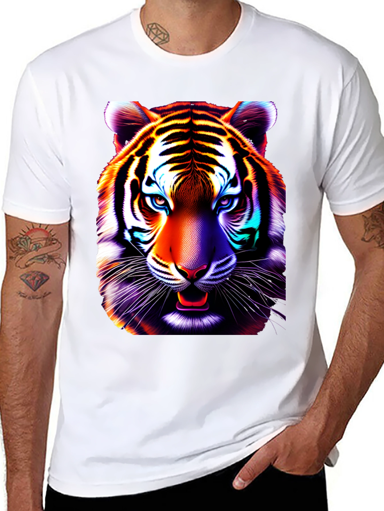 Vibrant Tiger Graphic Tee - Cool Animal Print Shirt