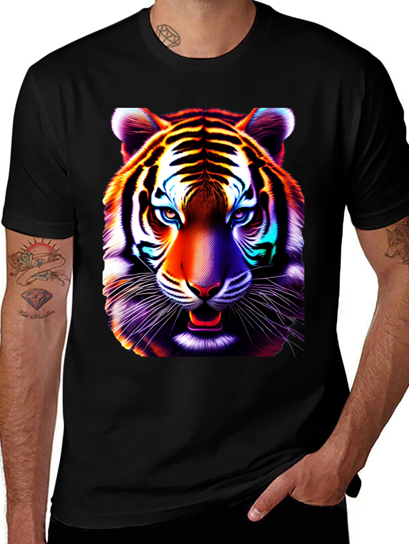 Vibrant Tiger Graphic Tee - Cool Animal Print Shirt