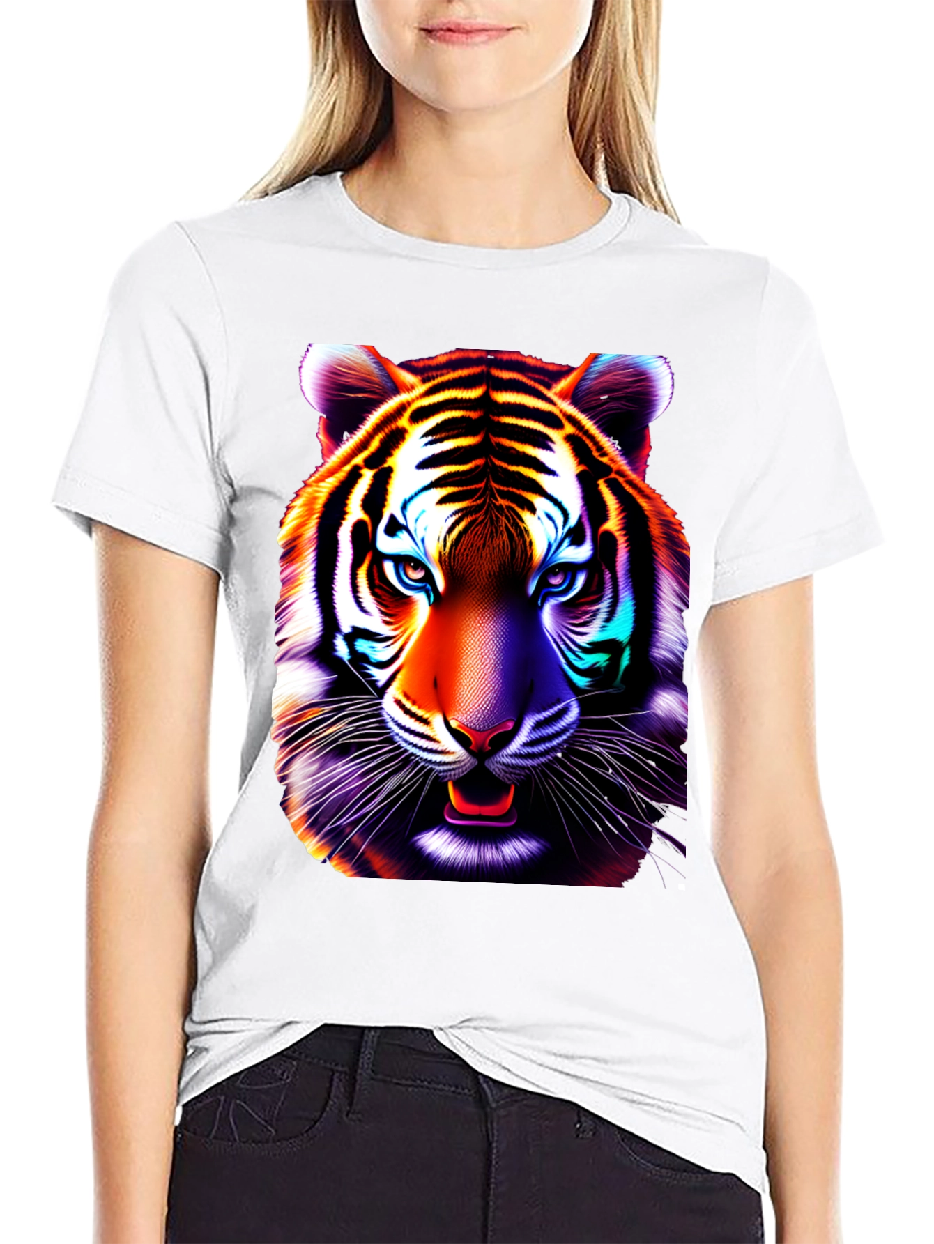 Vibrant Tiger Graphic Tee - Cool Animal Print Shirt