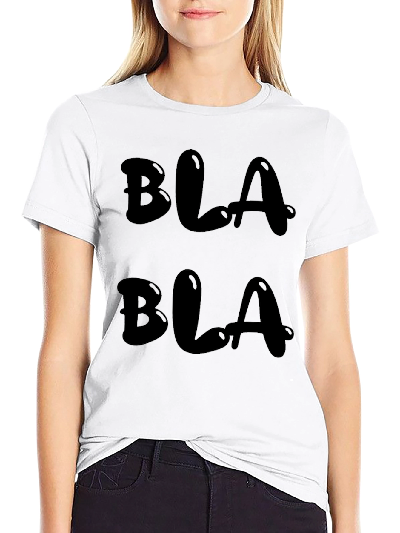 Blah T-Shirt Black Cotton Casual Tee
