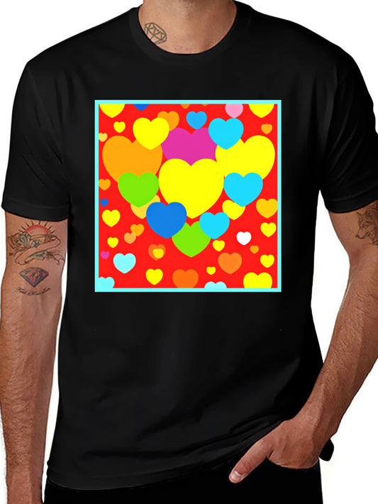 Colorful Hearts T-Shirt - Fun & Festive Style