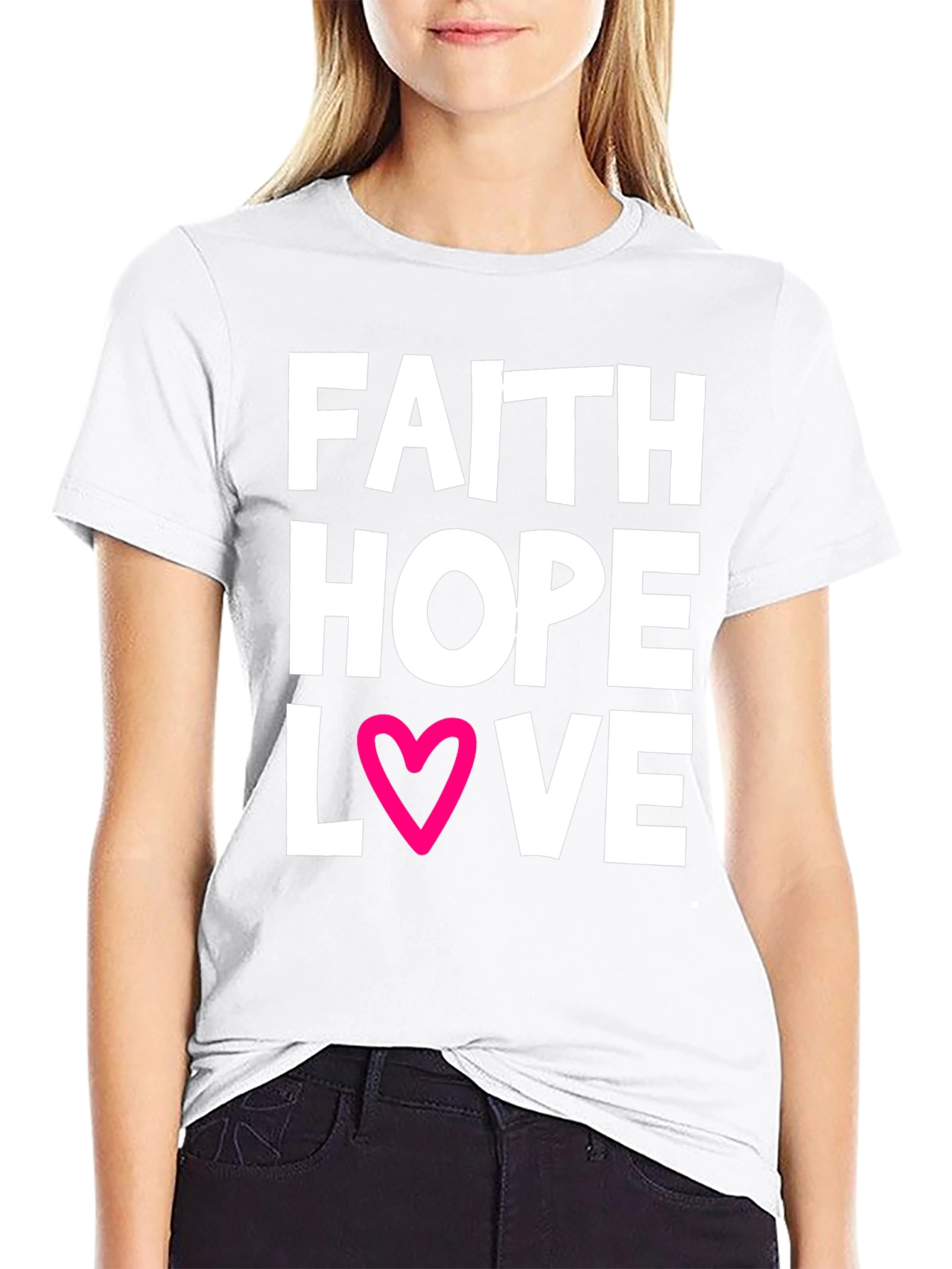 Faith Hope Love T-Shirt Black Cotton Blend