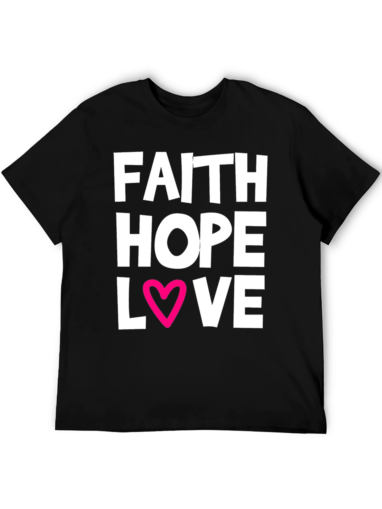 Faith Hope Love T-Shirt Black Cotton Blend