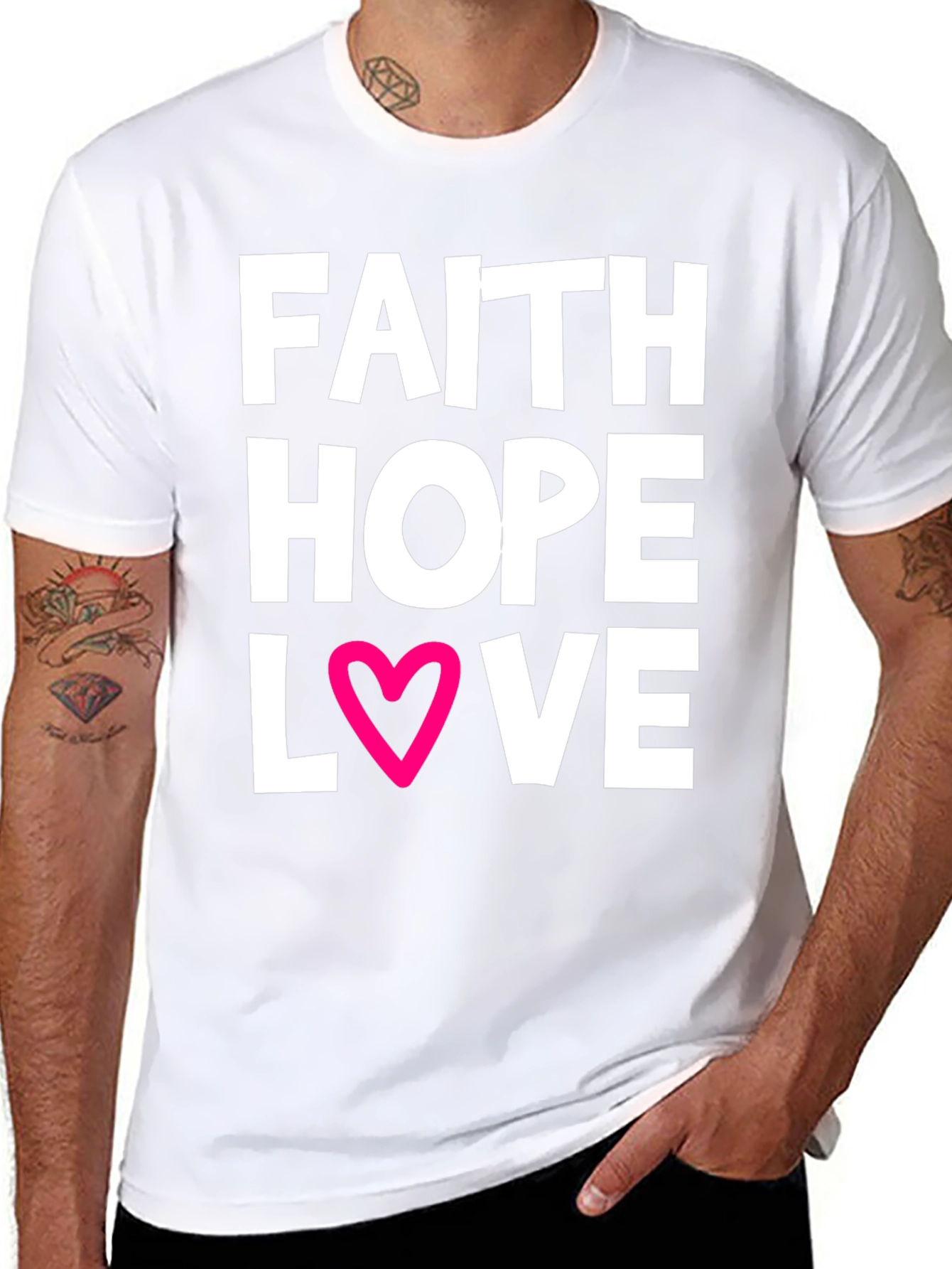Faith Hope Love T-Shirt Black Cotton Blend