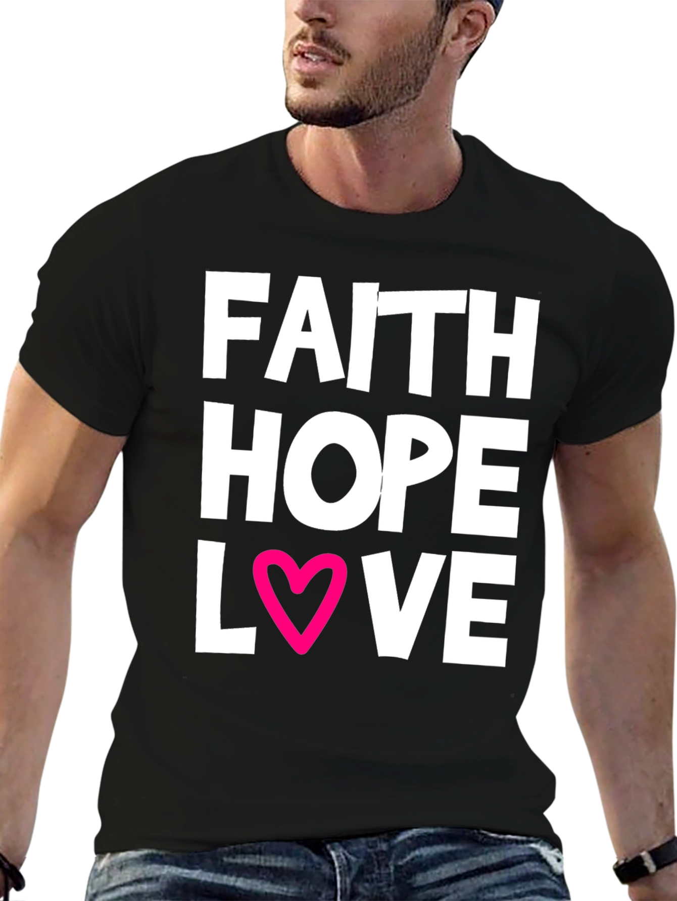 Faith Hope Love T-Shirt Black Cotton Blend