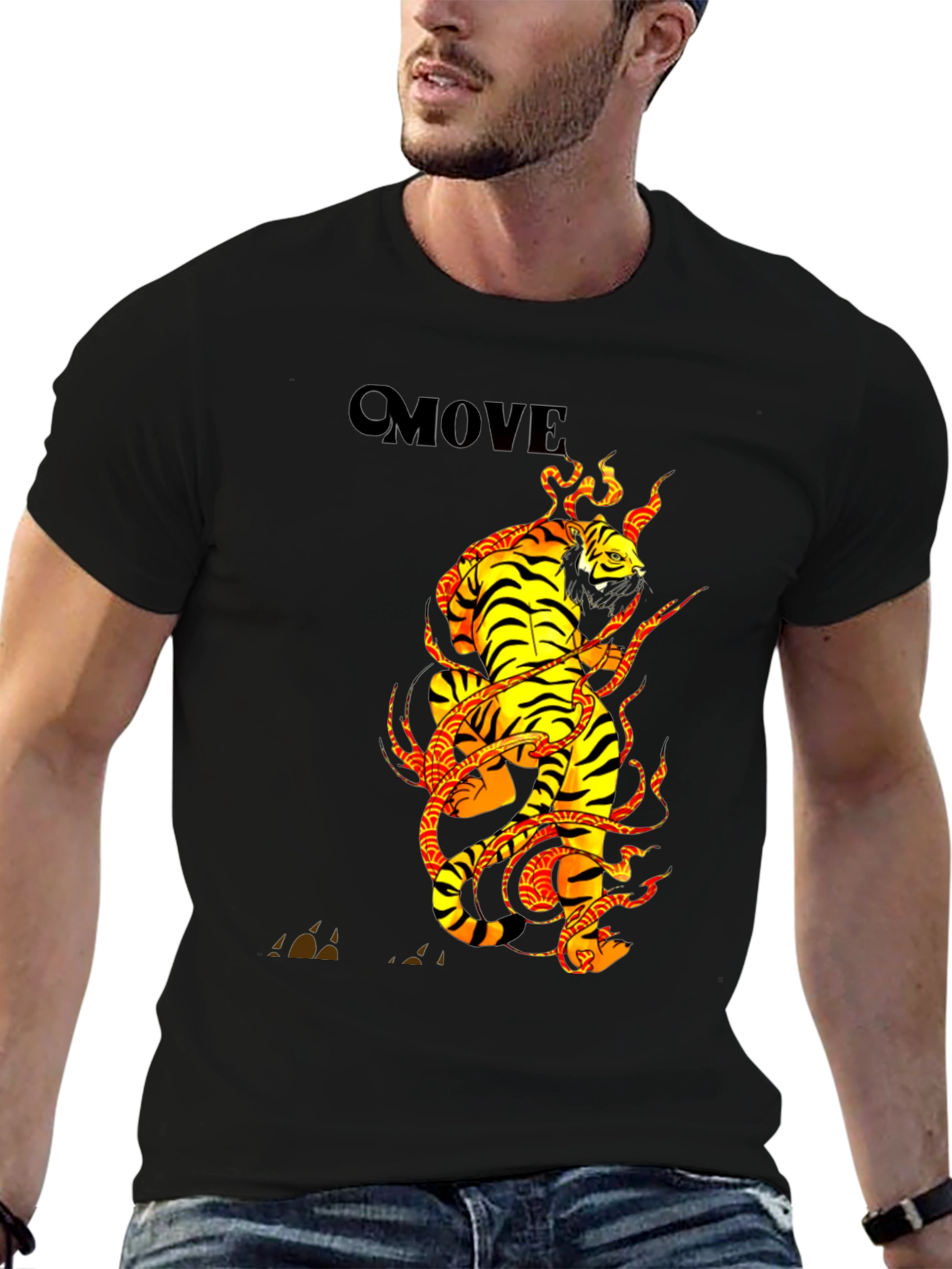 Tiger Graphic Print Black T-Shirt