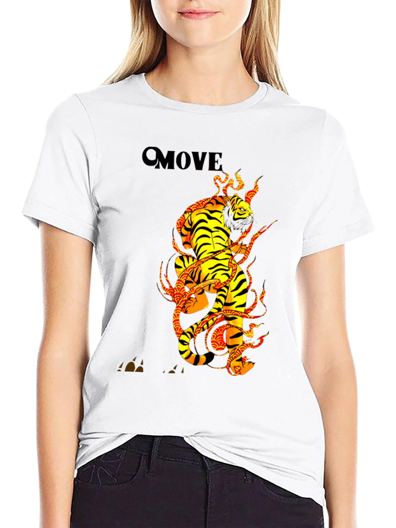 Tiger Graphic Print Black T-Shirt