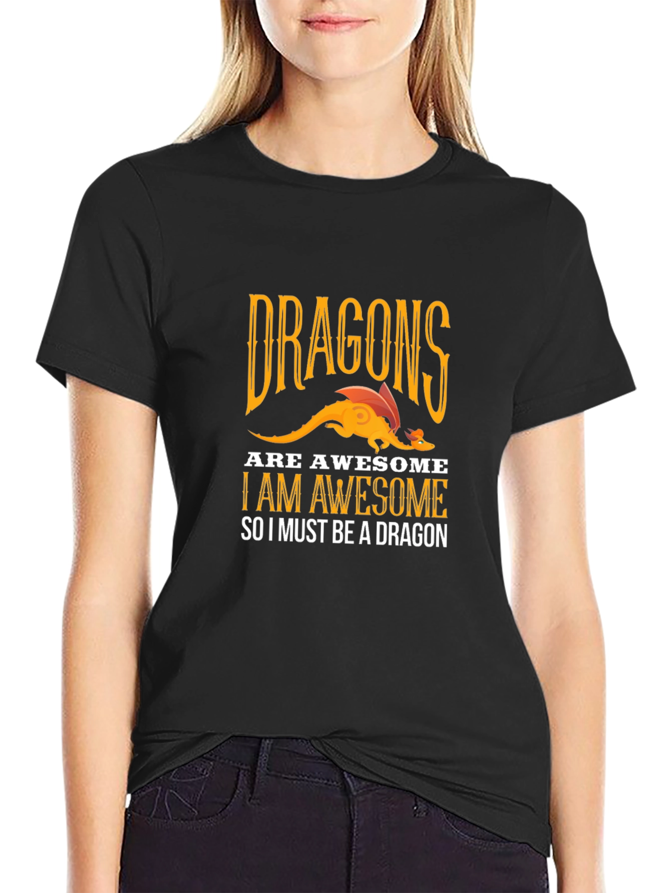 Awesome Dragon Graphic Tee - Black Cotton T-Shirt