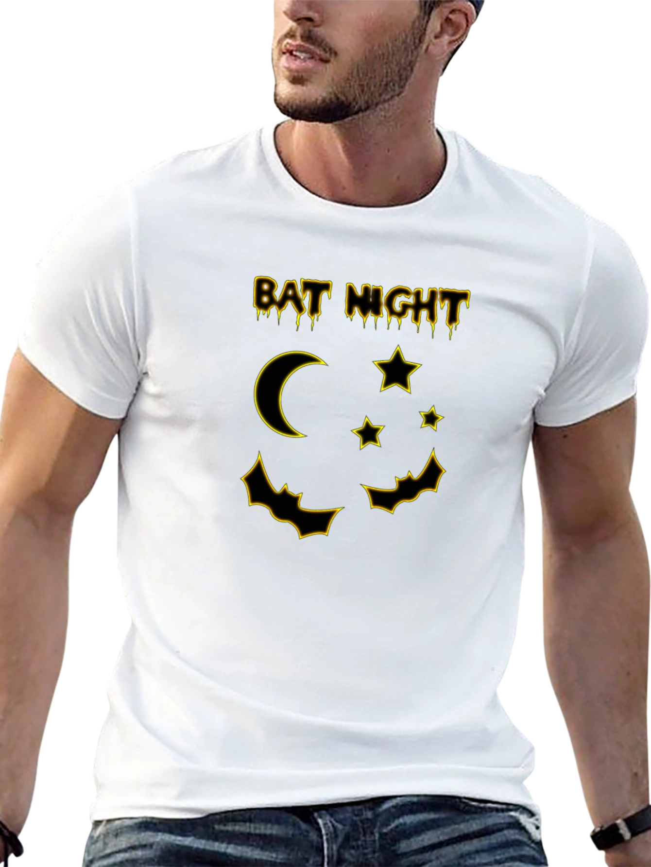 Bat Night Graphic T-Shirt - Mens Halloween Tee