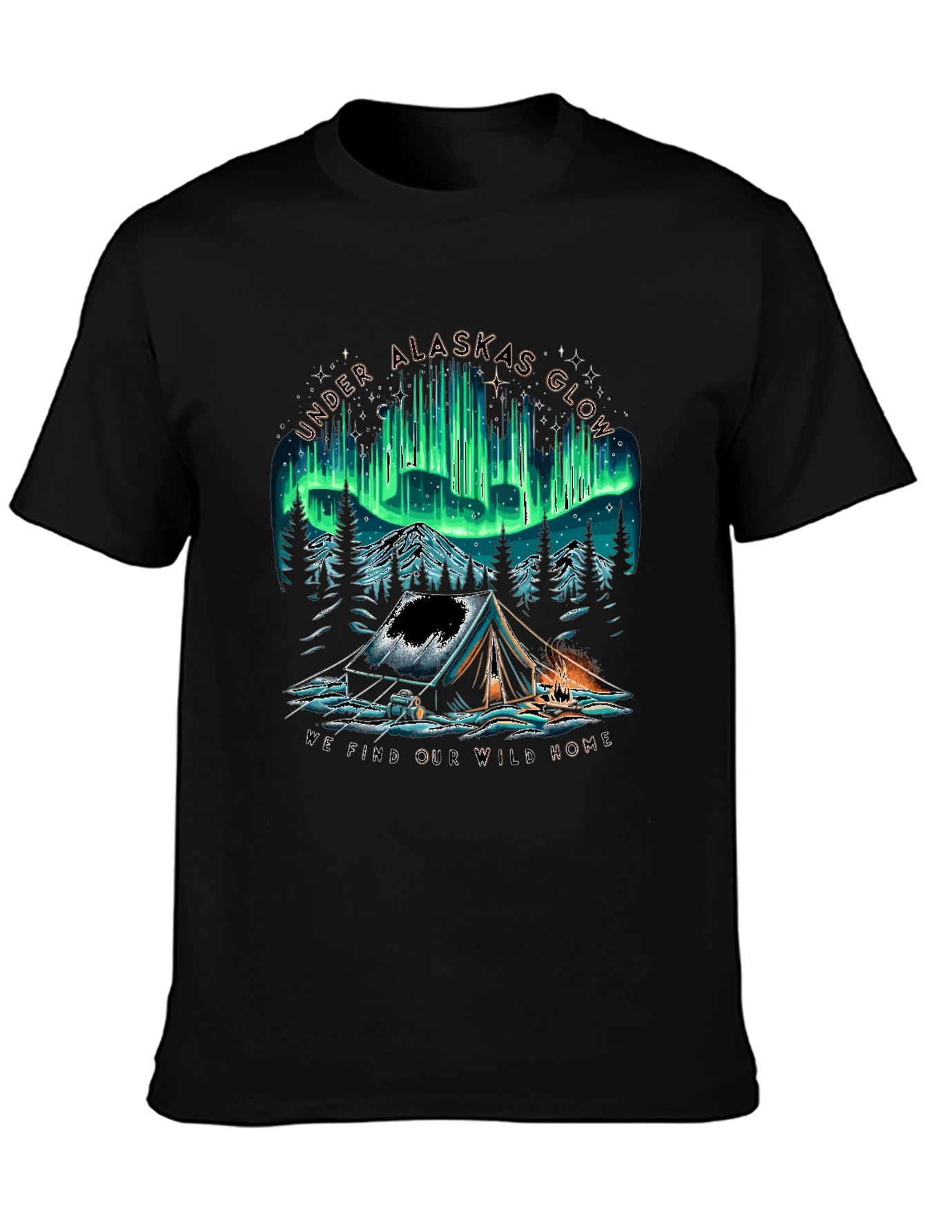 Alaska Glow Camping T-Shirt - Wild Home